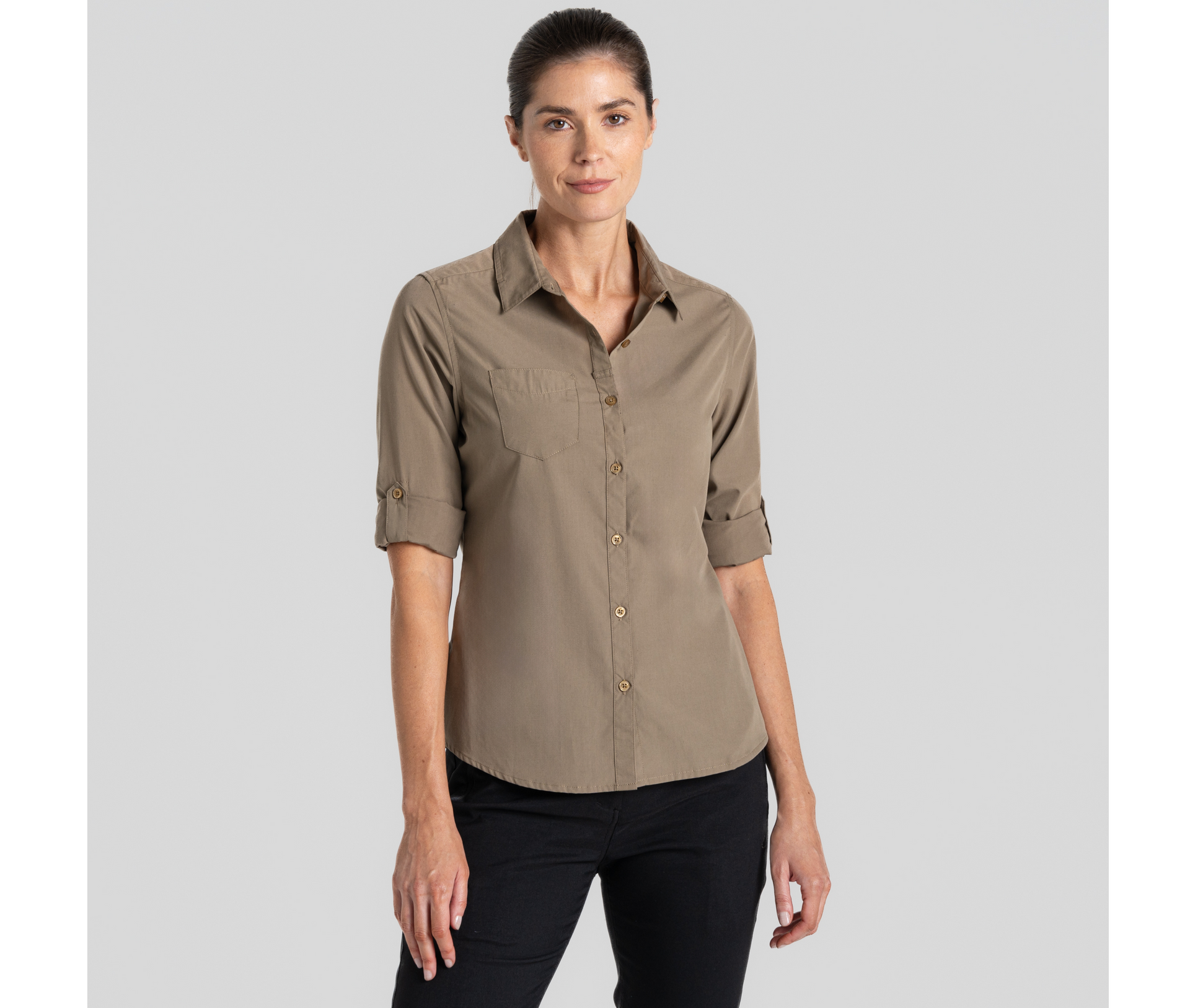 Chemise manches longues en polyester recyclé femme