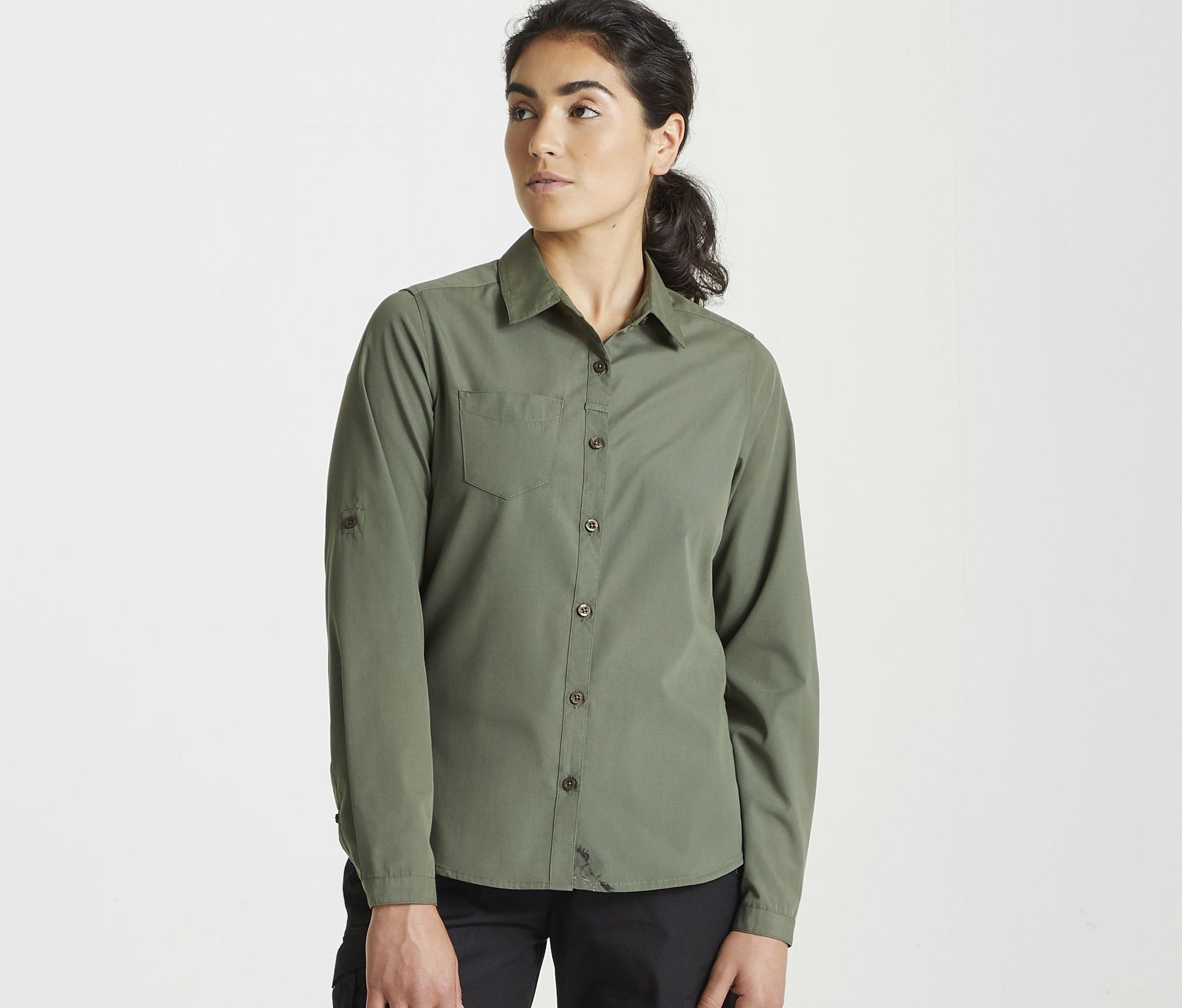 Chemise manches longues en polyester recyclé femme