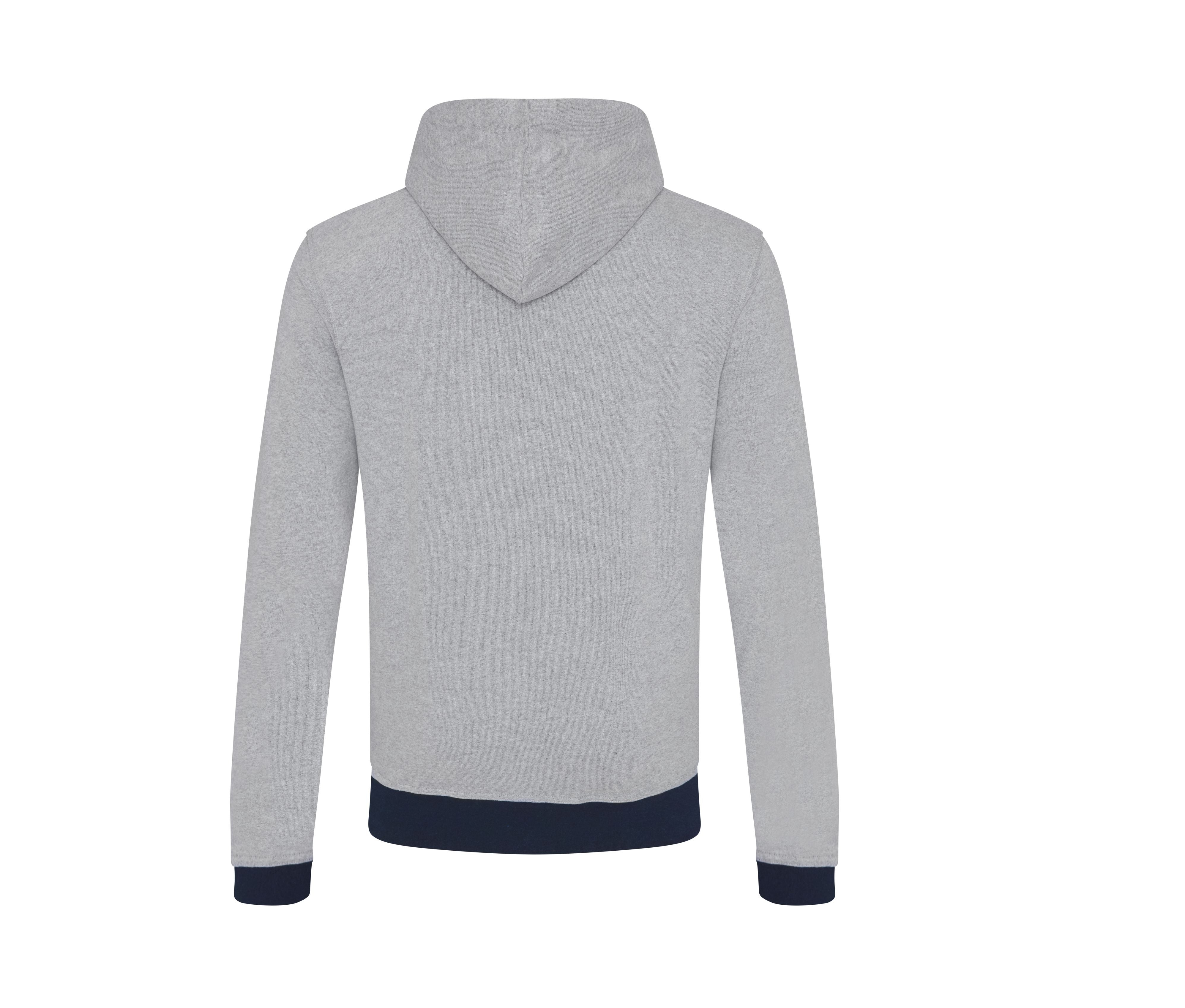 Sweat Capuche Zippé en Coton Recyclés - Heather Grey / Navy