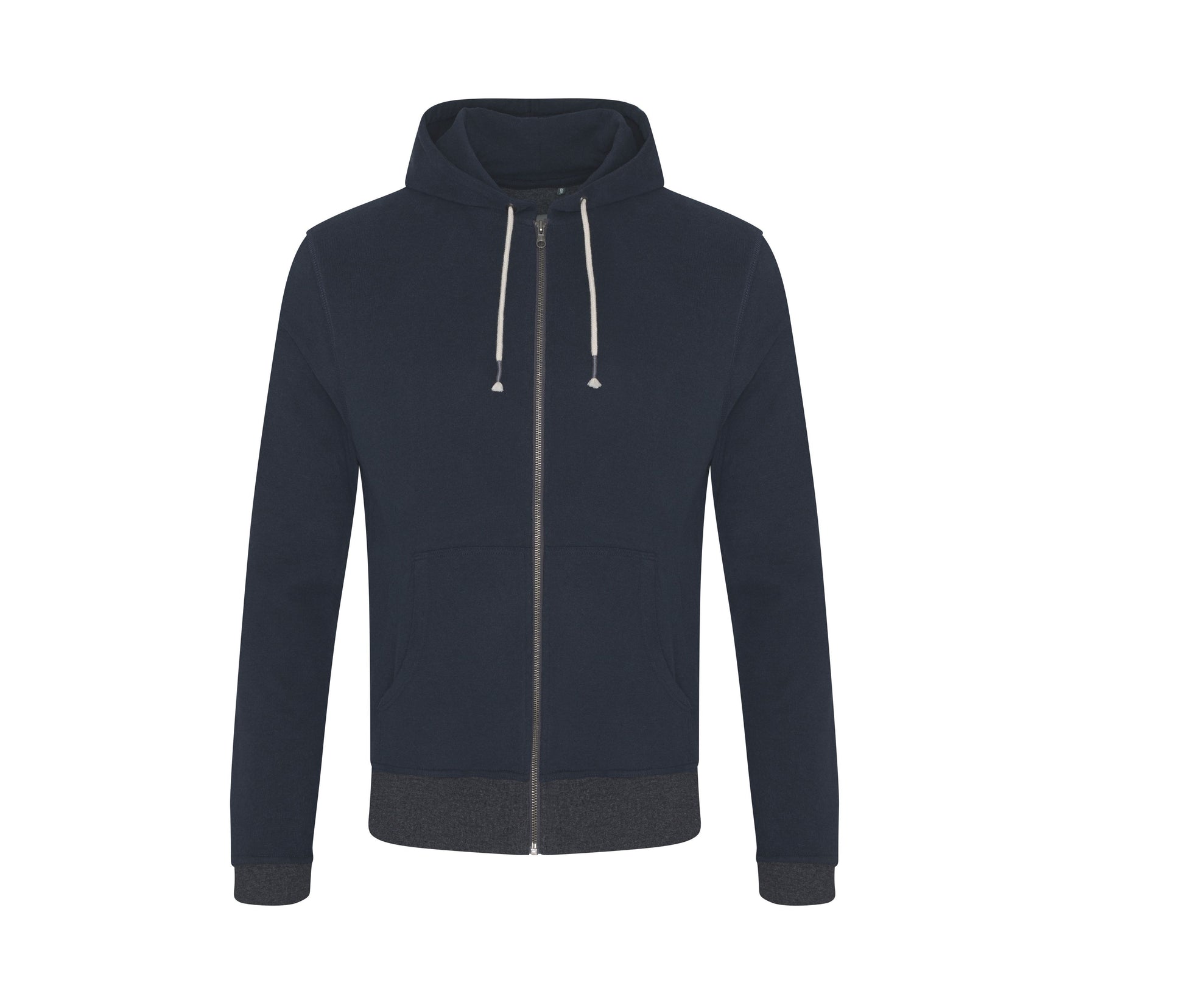 Sweat Capuche Zippé en Coton Recyclés - Navy / Charcoal