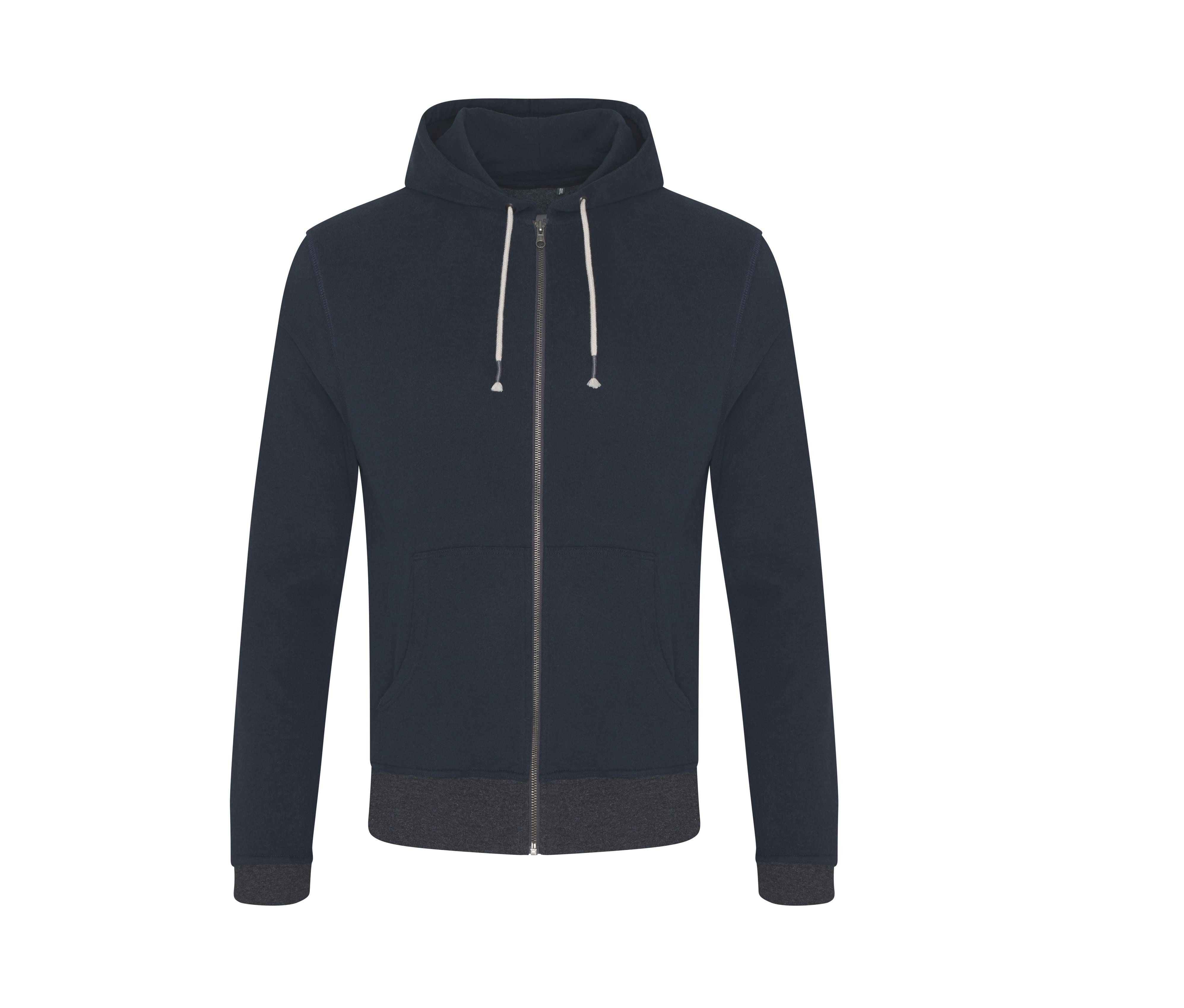 Sweat Capuche Zippé en Coton Recyclés - Navy / Charcoal