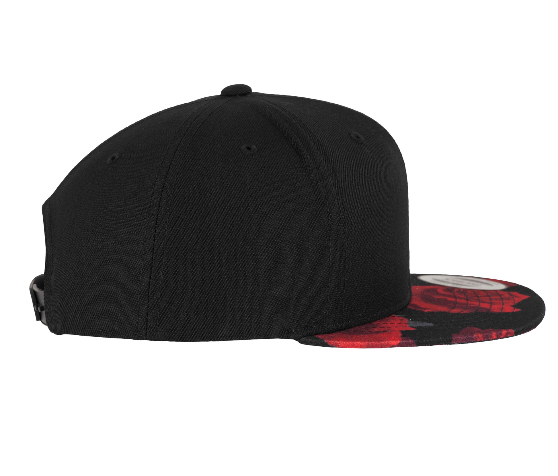 Casquette 6 Pans Impression Rose Sur la Visière - Black / Red