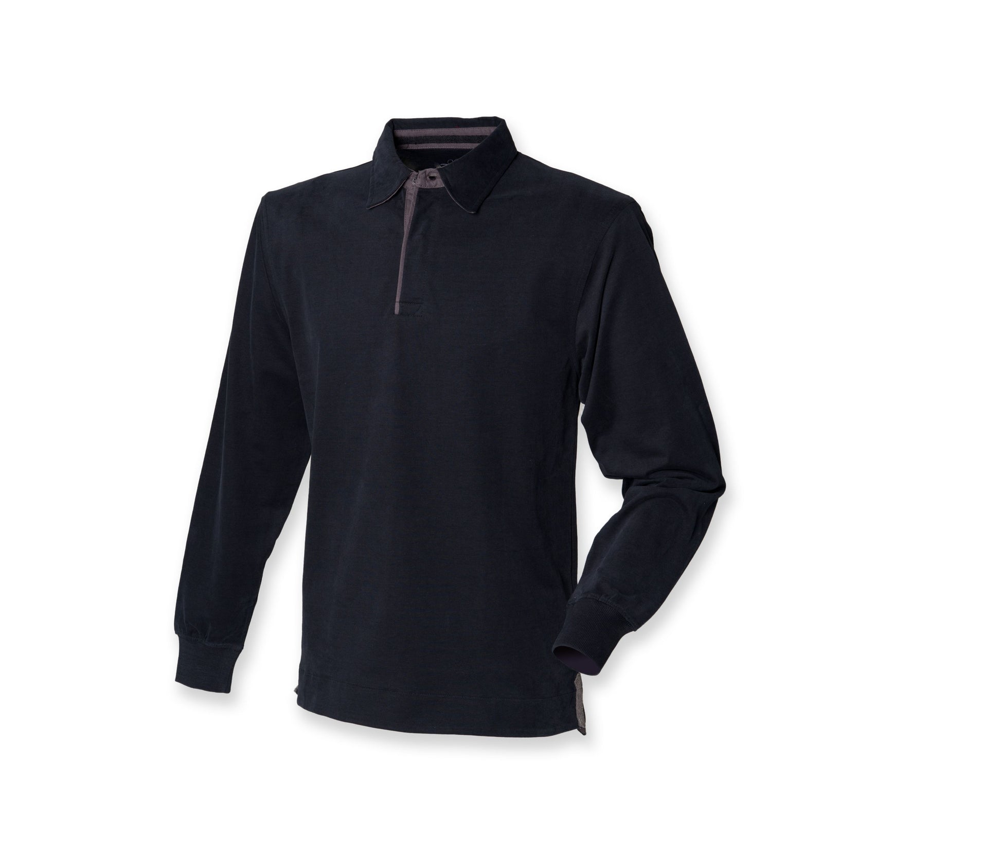 Polo Coton Émerisé Manches Longues - Black