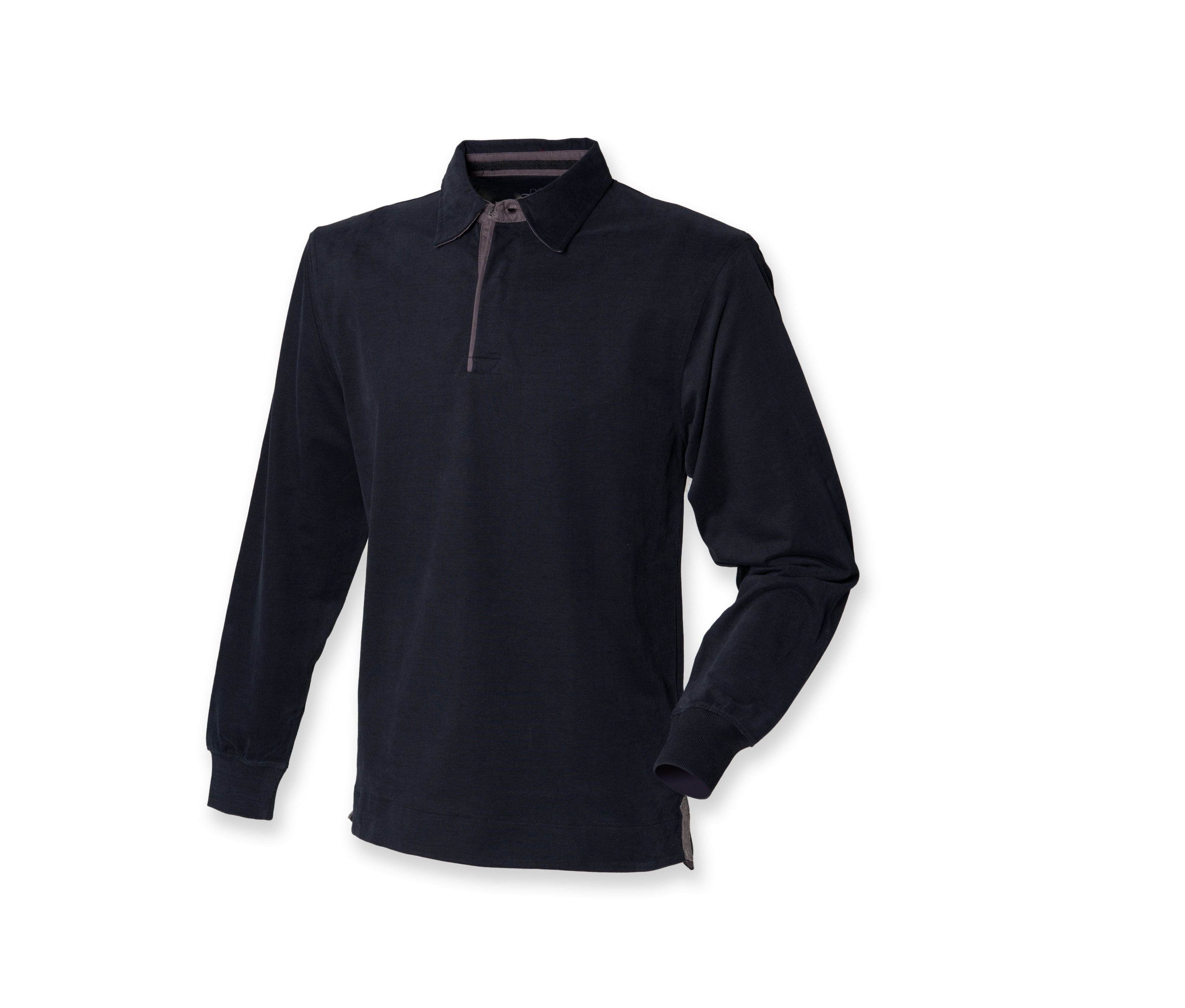 Polo Coton Émerisé Manches Longues - Black