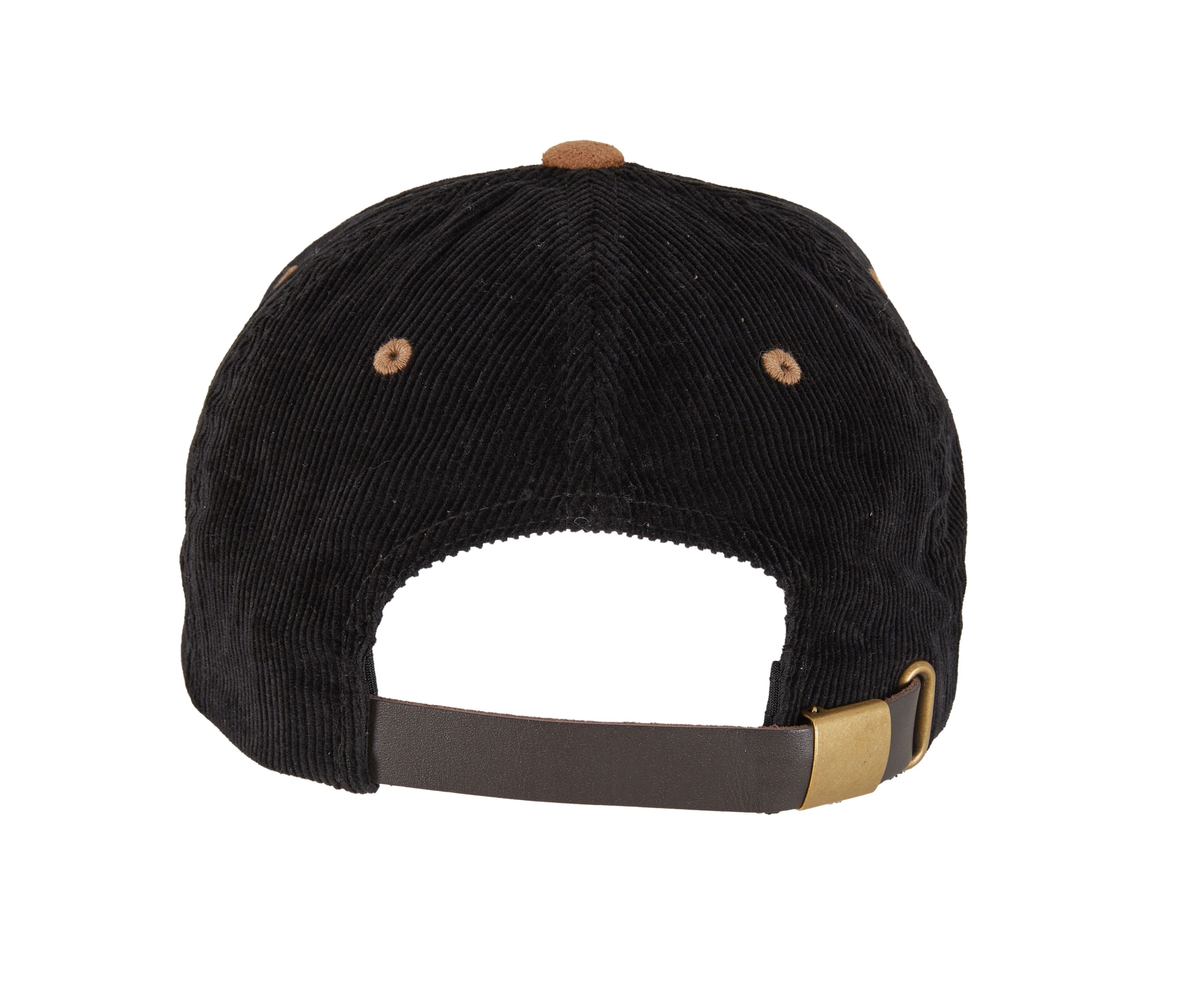 Casquette en Velours Côtelé et Suédine - Black / Caramel