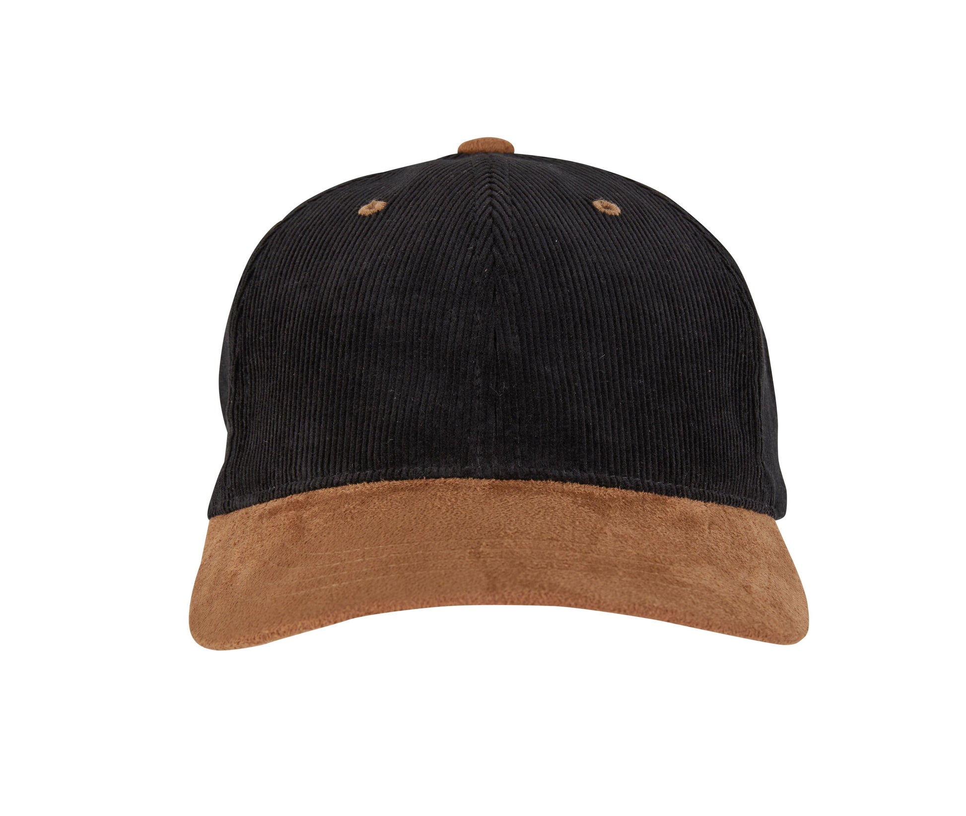Casquette en Velours Côtelé et Suédine - Black / Caramel