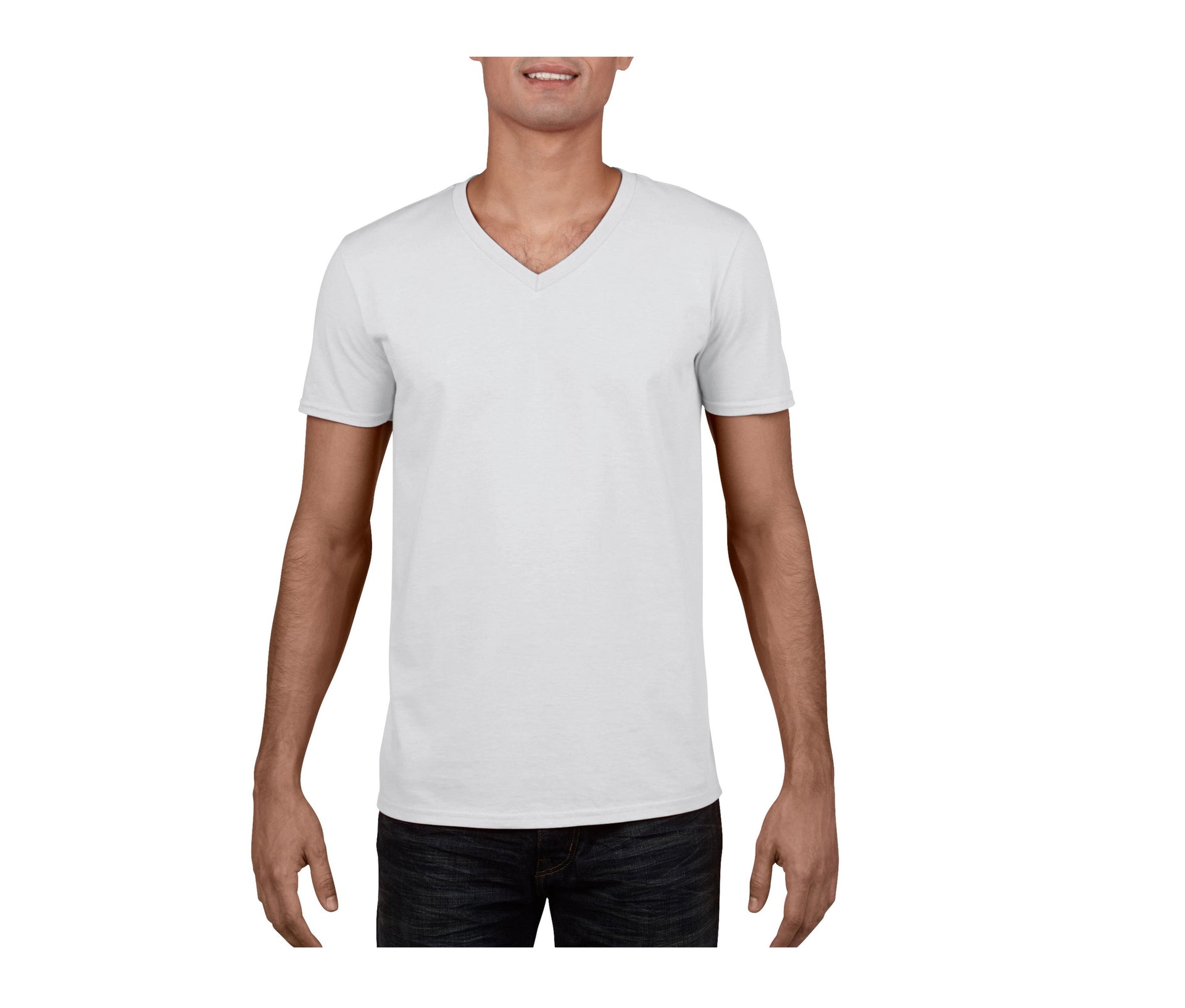 Tee-Shirt Col V Homme - White