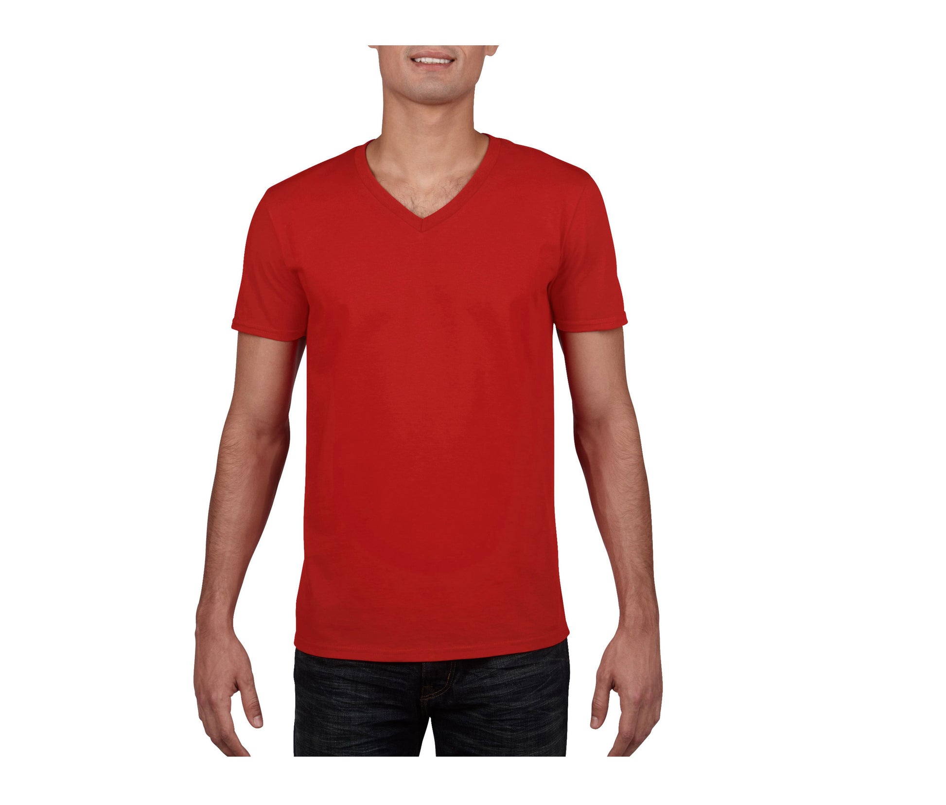 Tee-Shirt Col V Homme - Red