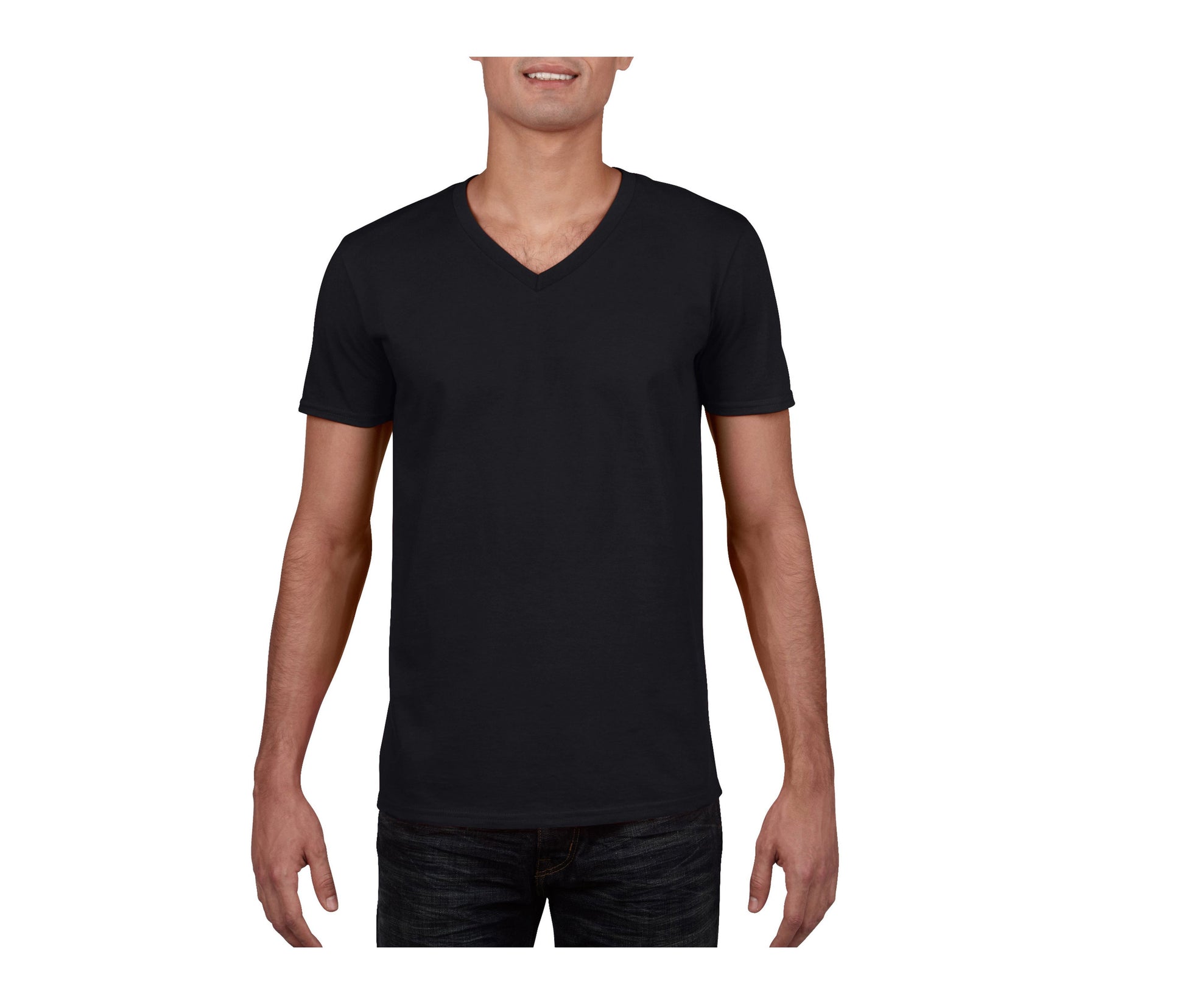 Tee-Shirt Col V Homme - Black