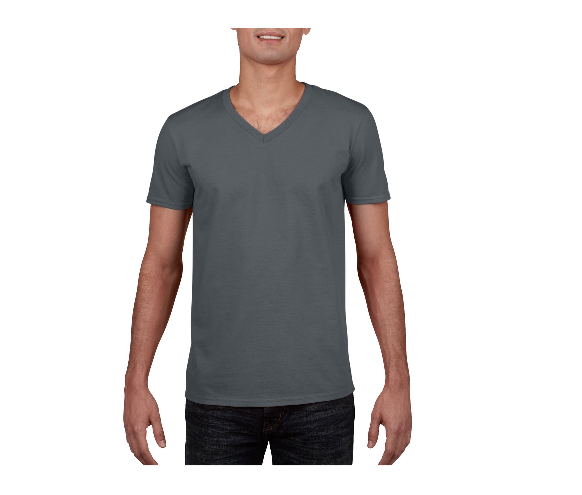 Tee-Shirt Col V Homme - Charcoal