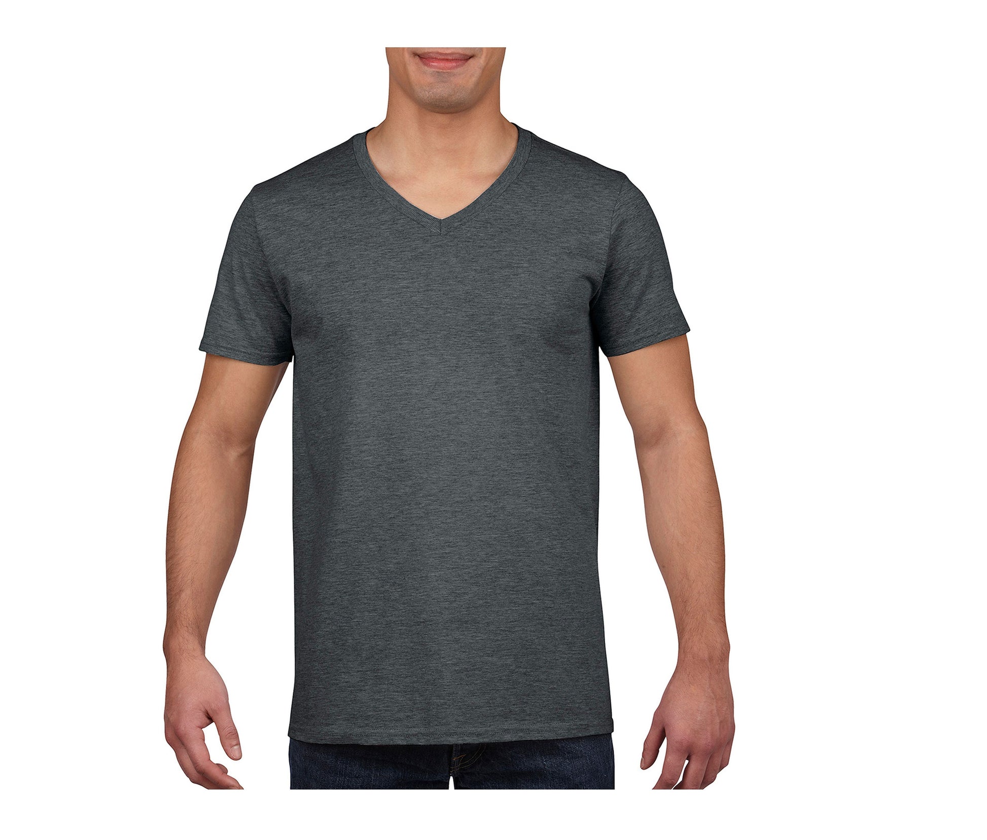 Tee-Shirt Col V Homme - Dark Heather