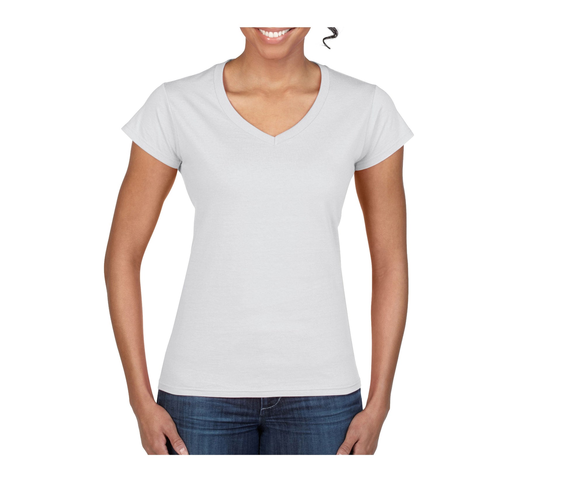 Tee-Shirt Col V Femme - White