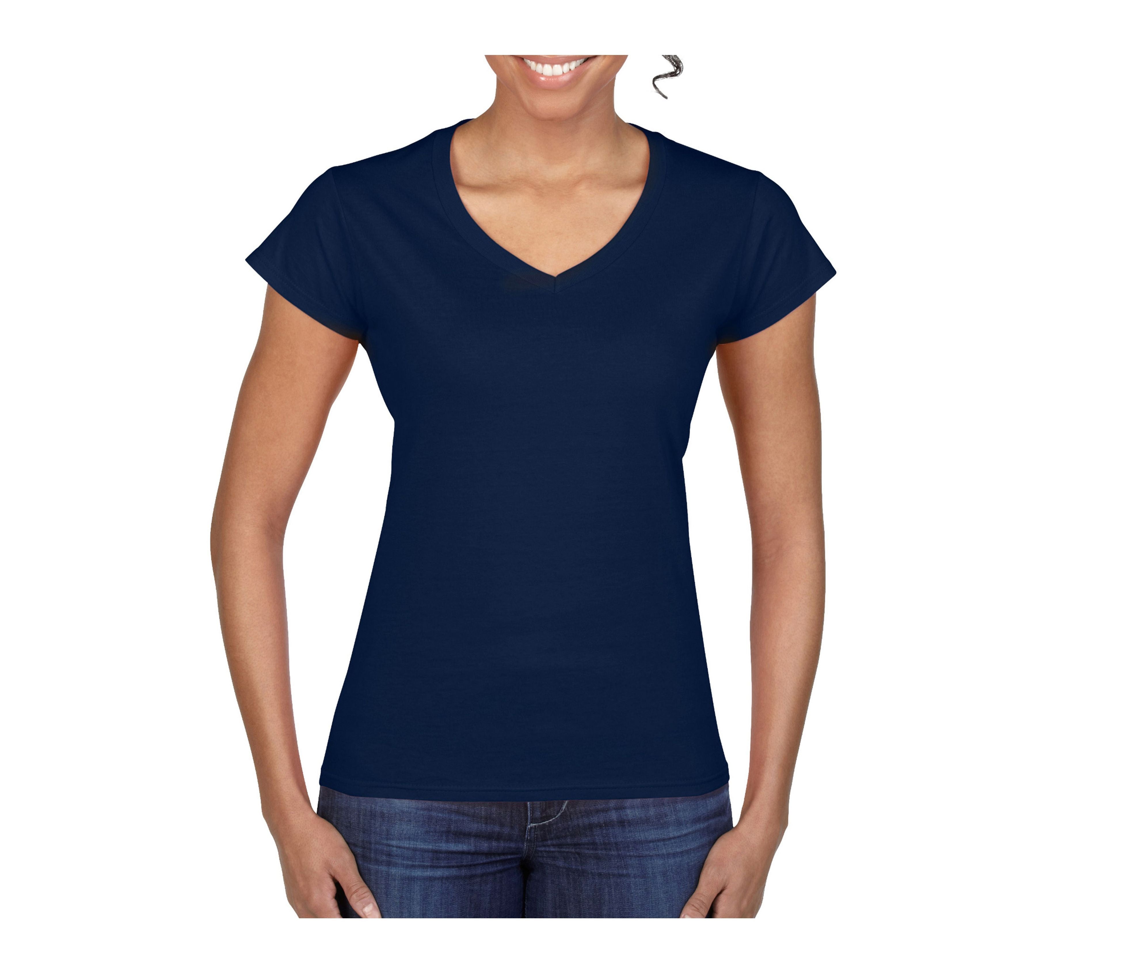 Tee-Shirt Col V Femme - Navy