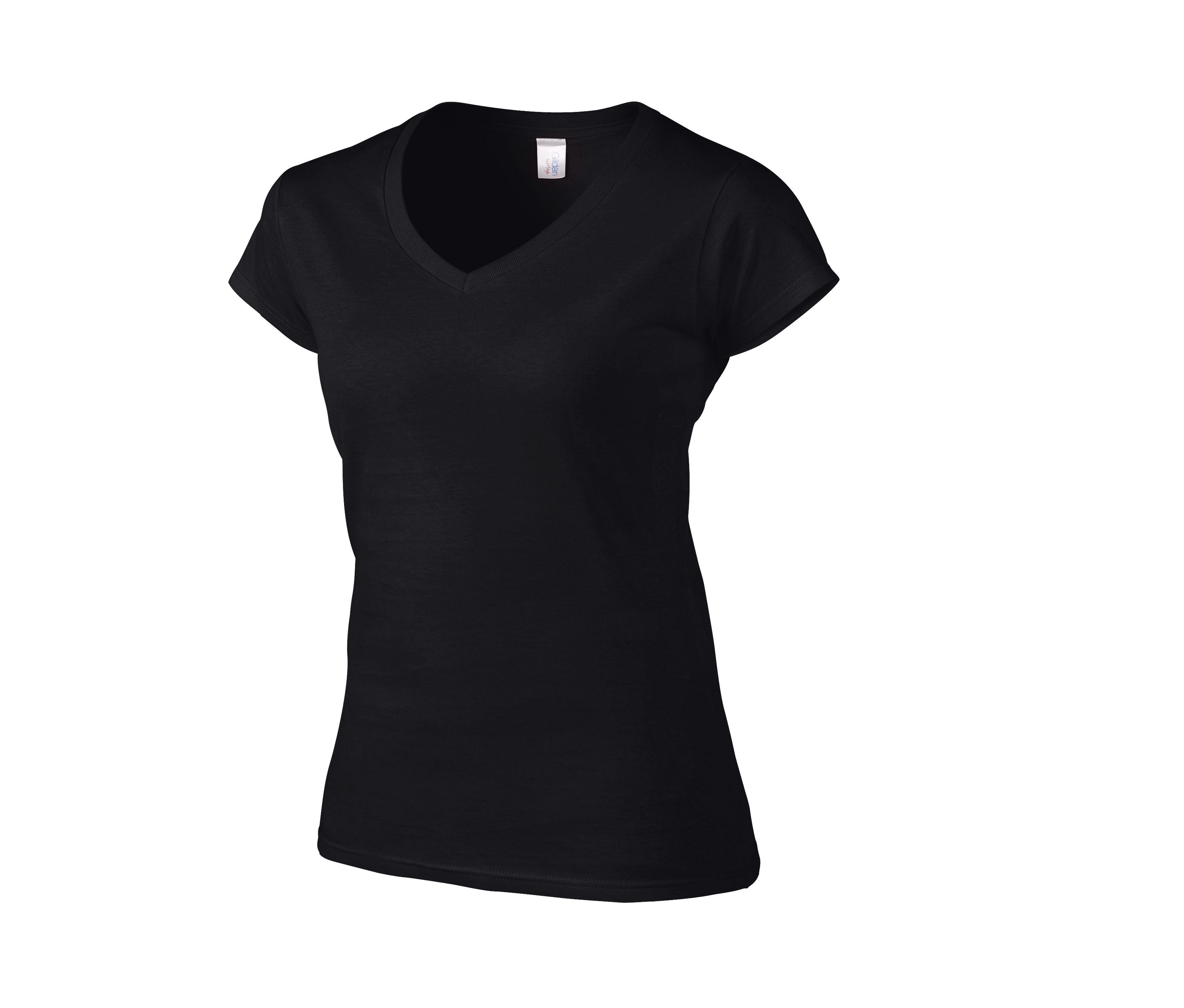 Tee-Shirt Col V Femme - Black