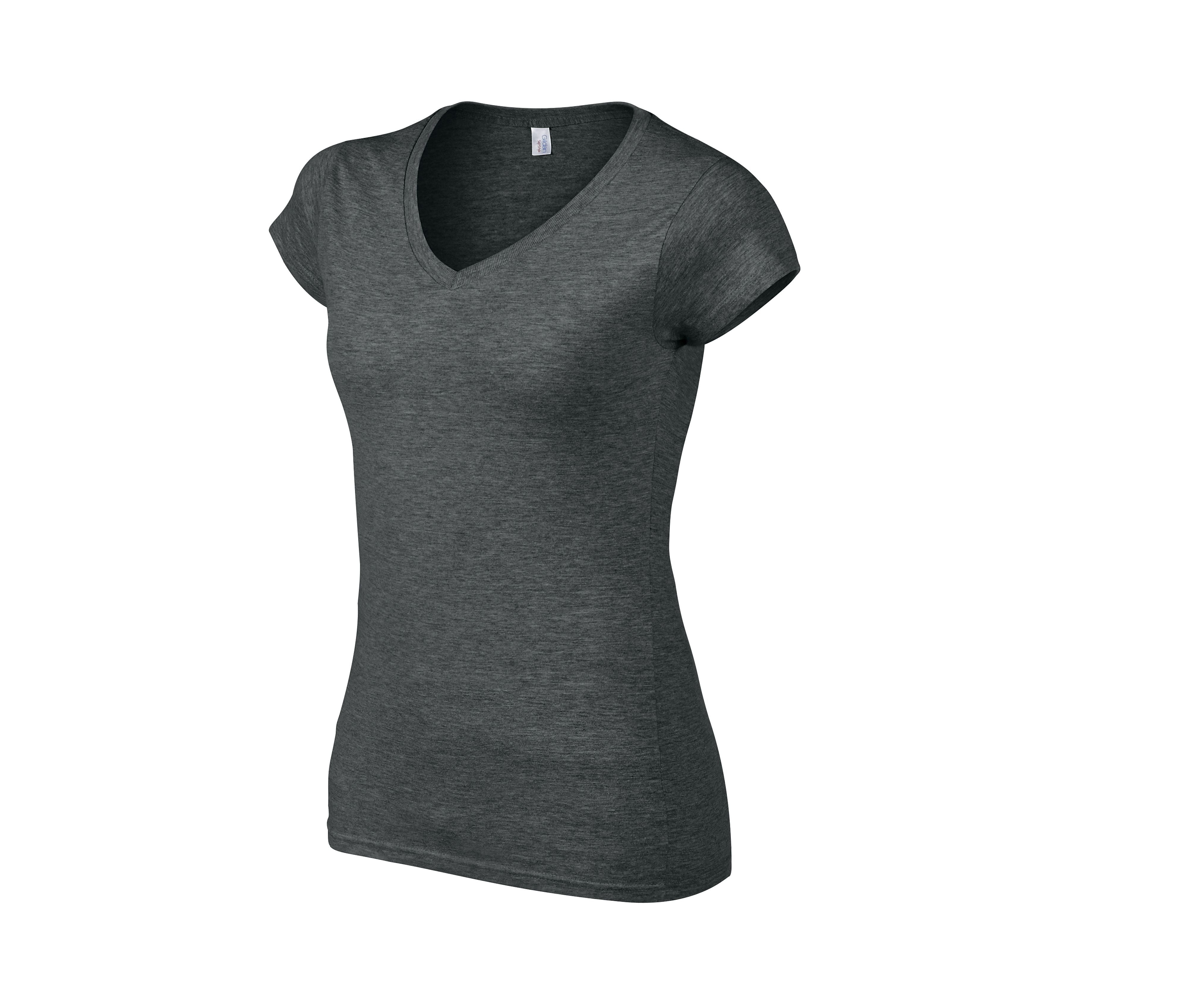 Tee-Shirt Col V Femme - Dark Heather