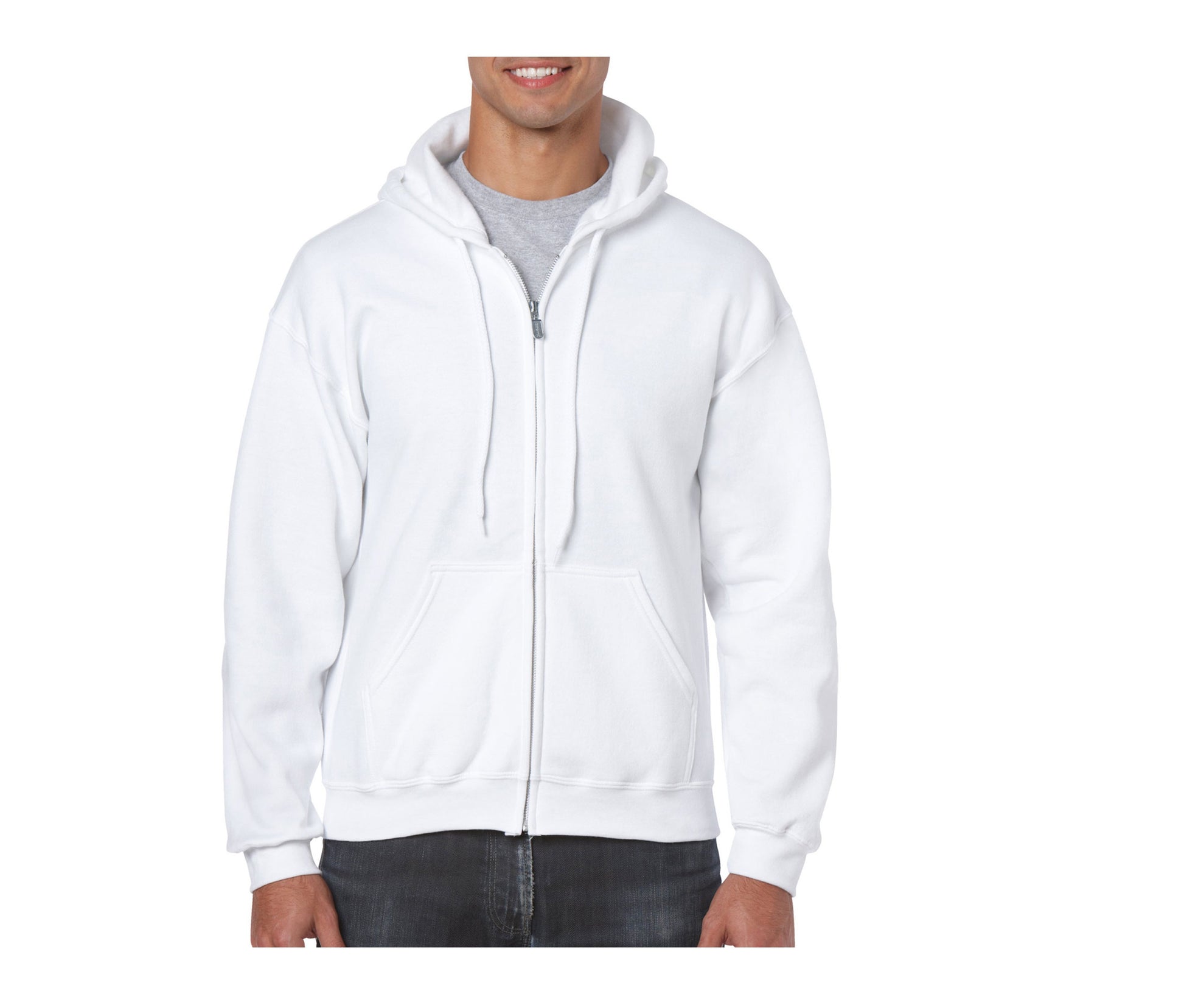 Sweat Capuche Grand Zip - White