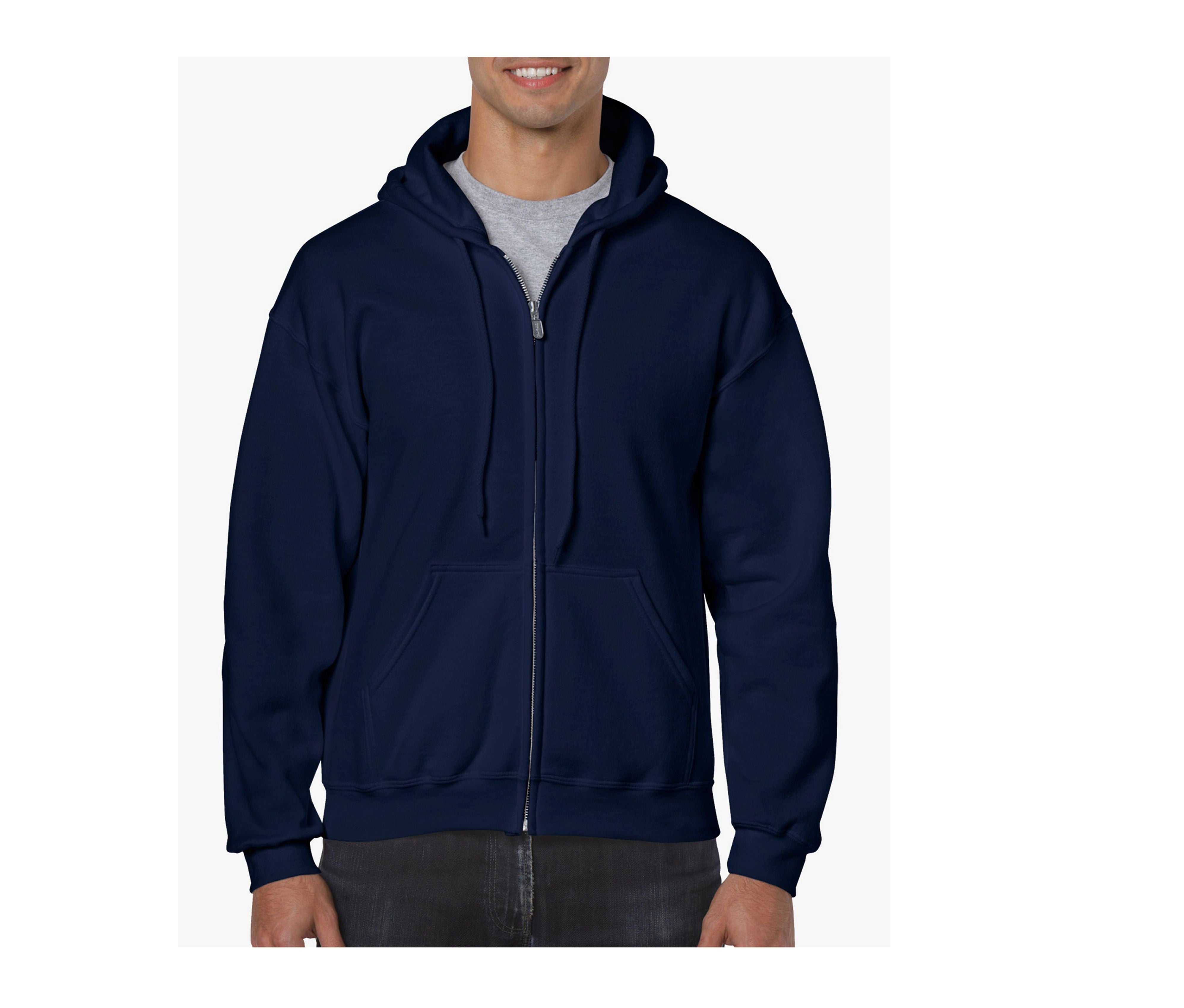 Sweat Capuche Grand Zip - Navy