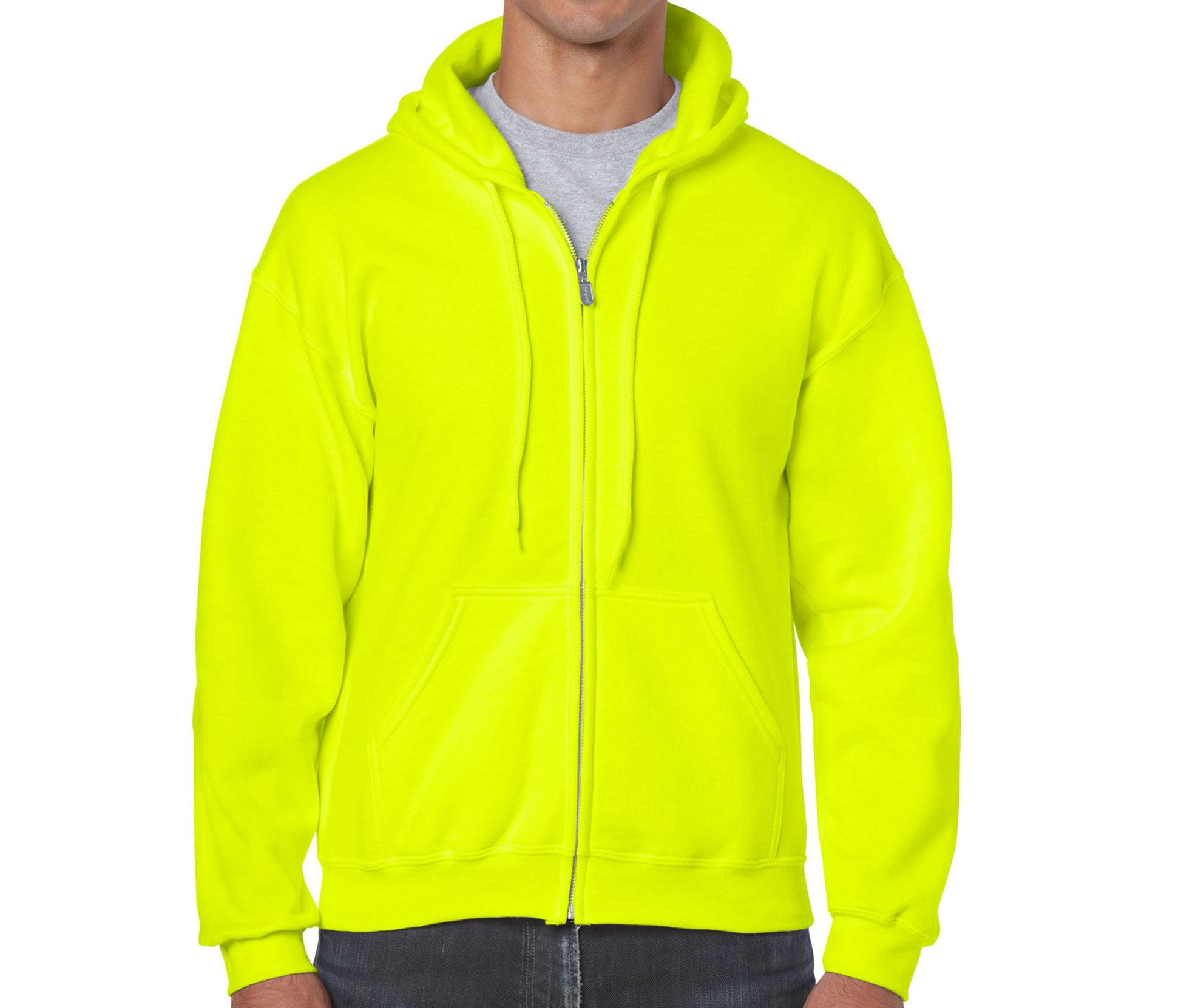 Sweat Capuche Grand Zip - Fluorescent Yellow