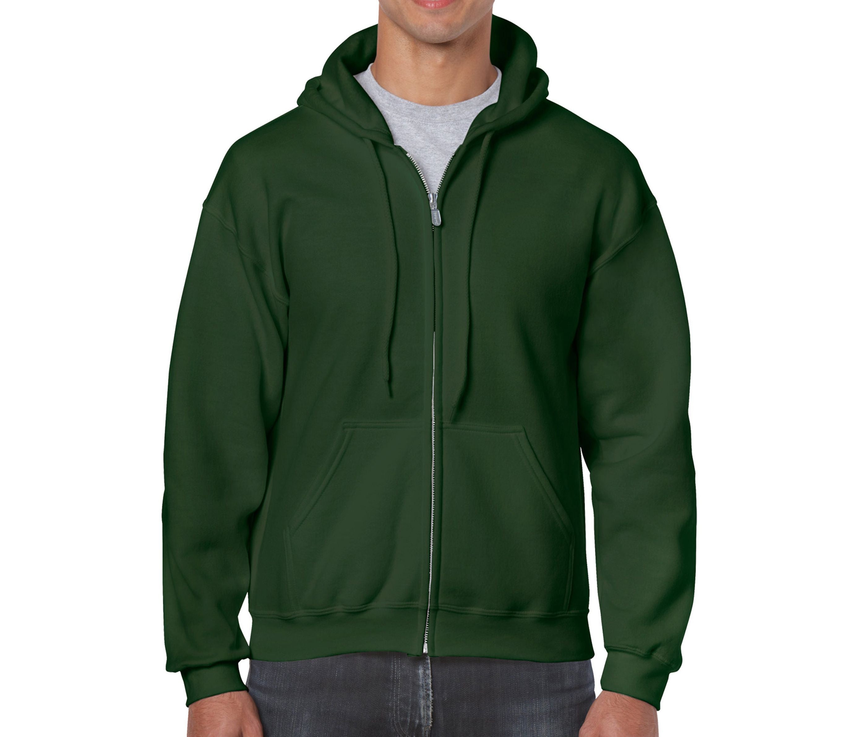 Sweat Capuche Grand Zip - Forest Green