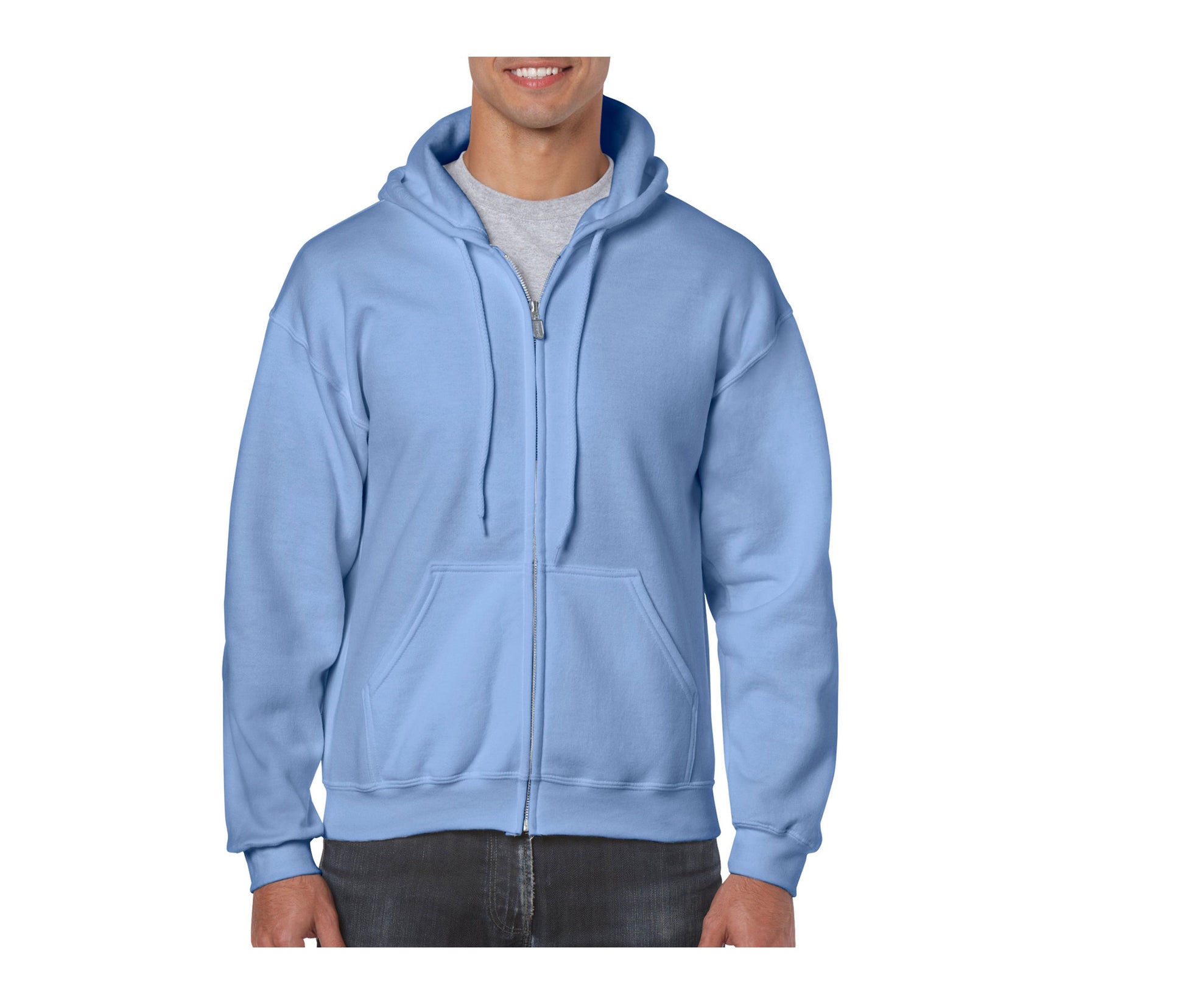 Sweat Capuche Grand Zip - Carolina Blue