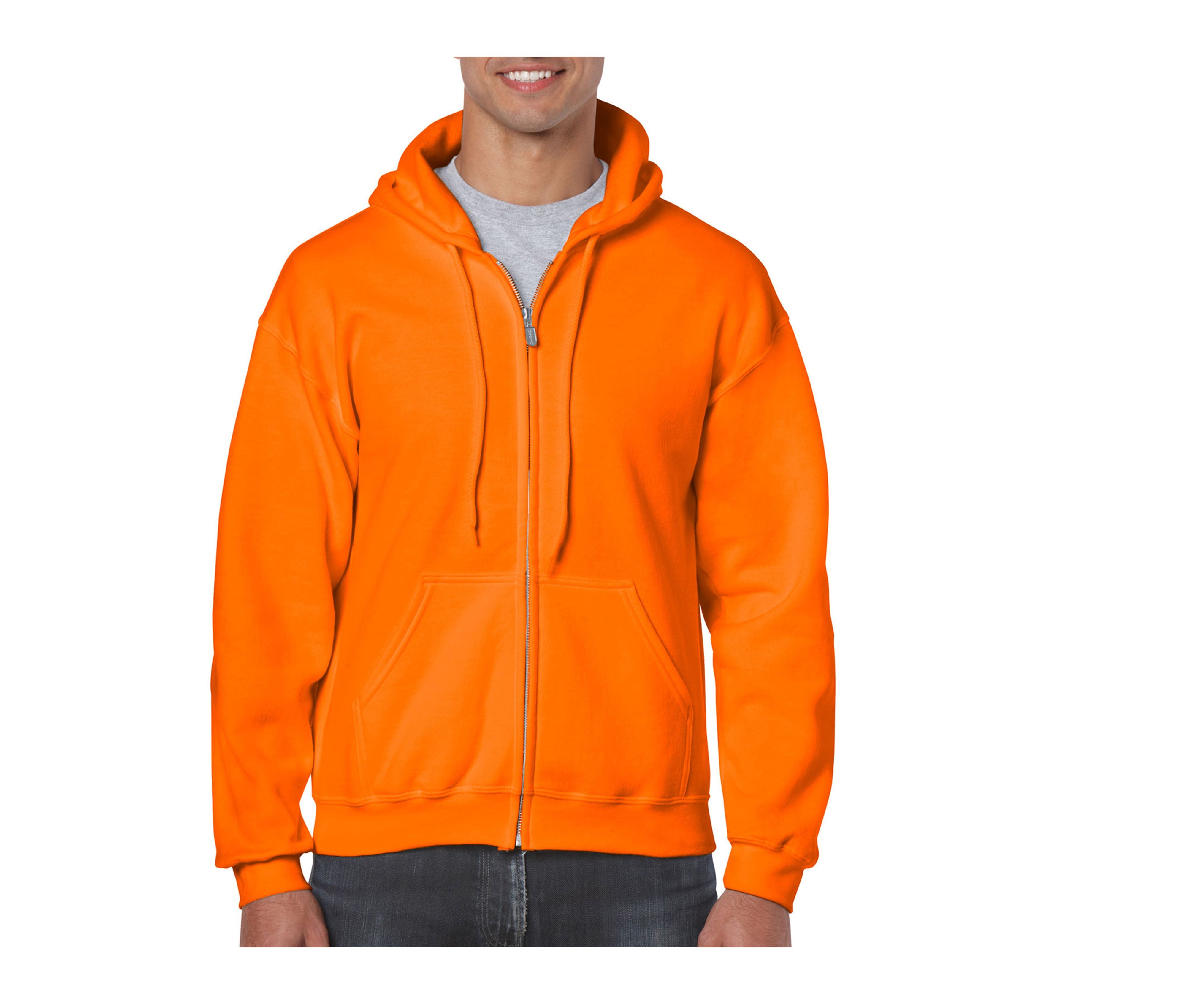 Sweat Capuche Grand Zip - Safety Orange
