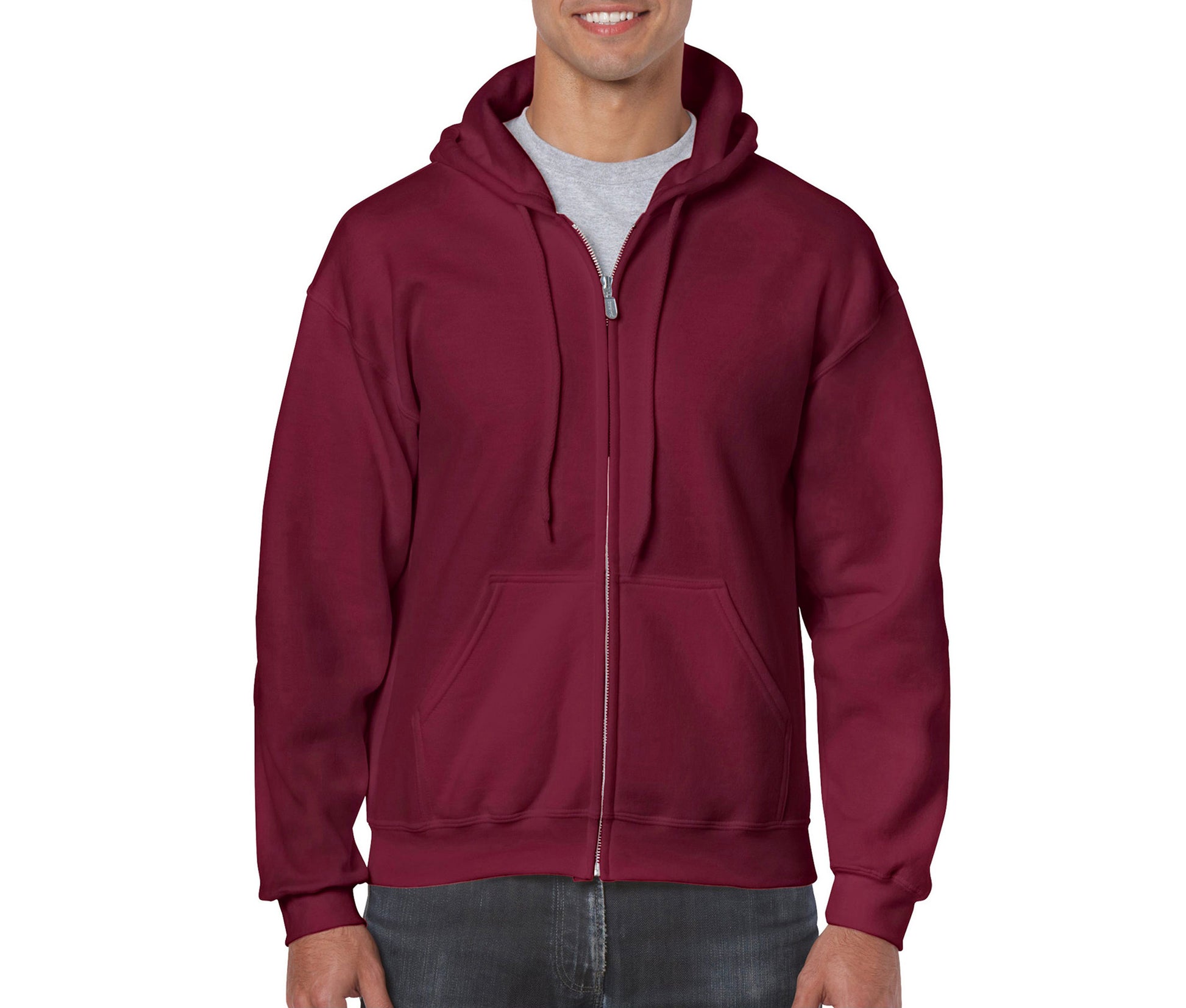 Sweat Capuche Grand Zip - Maroon