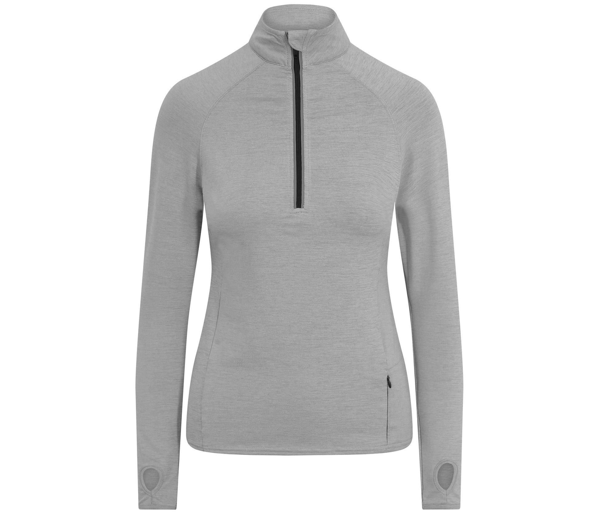 Tee-Shirt de Sport Femme Col Zippé - Silver Grey