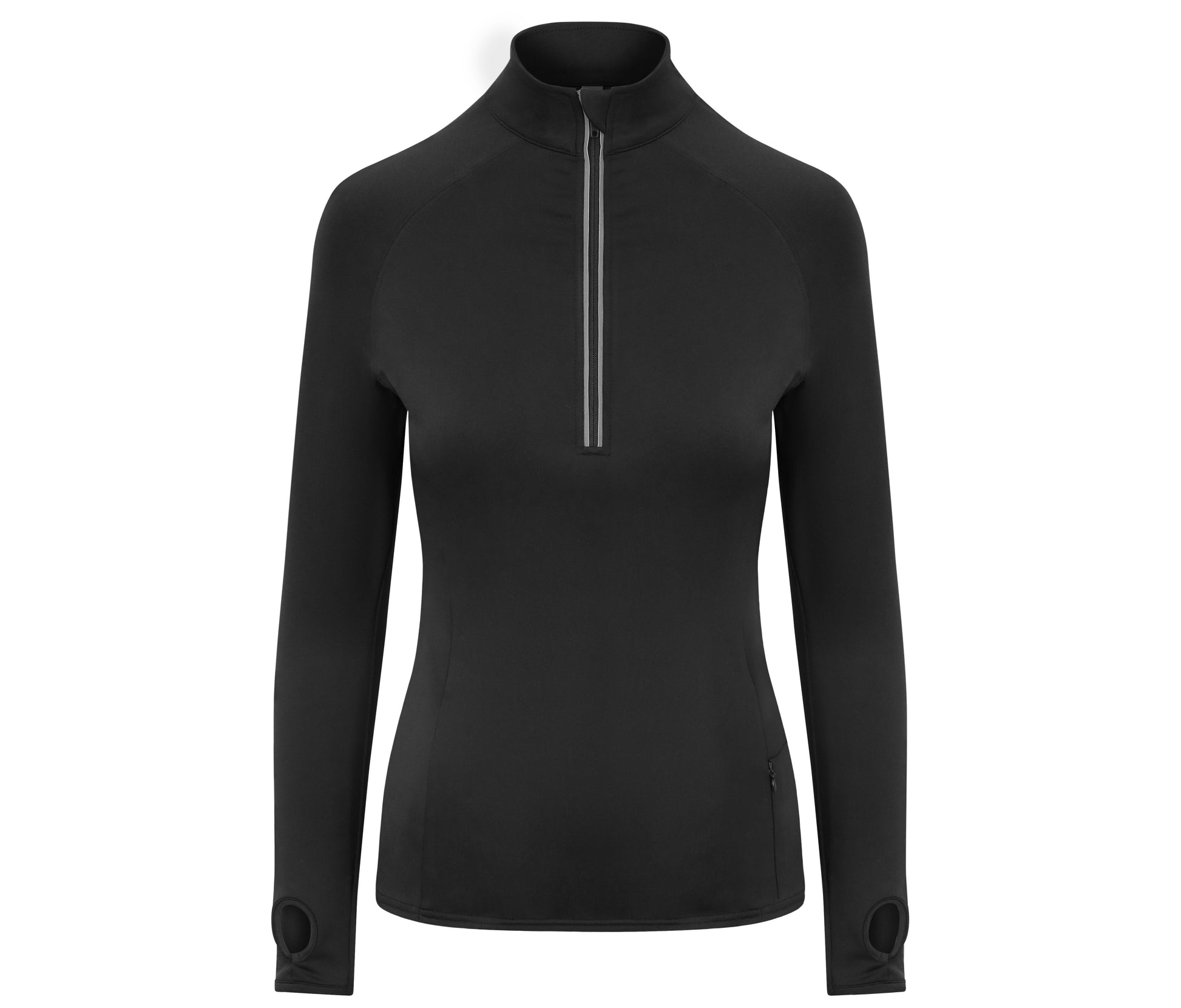Tee-Shirt de Sport Femme Col Zippé - Jet Black