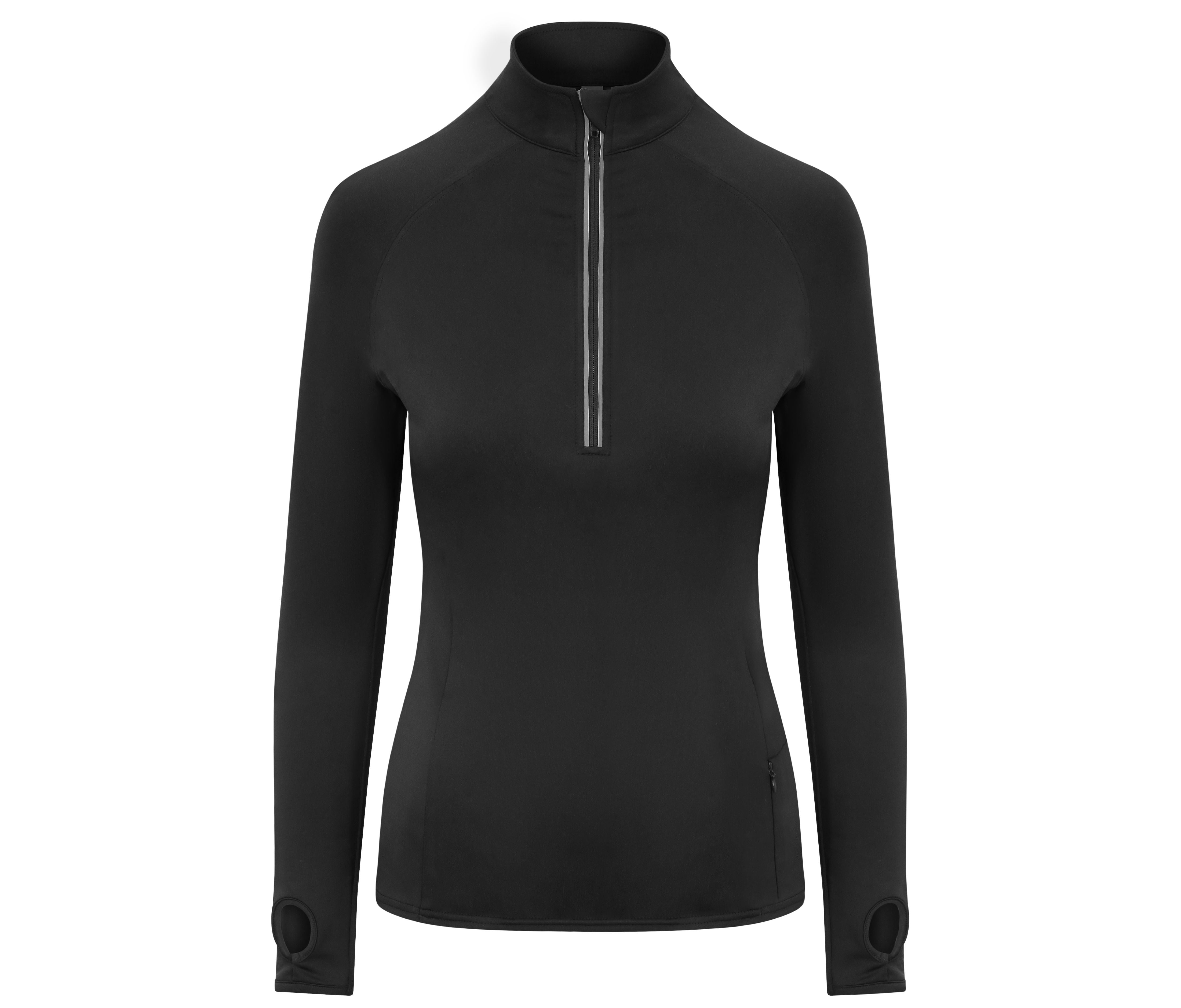 Tee-Shirt de Sport Femme Col Zippé - Jet Black