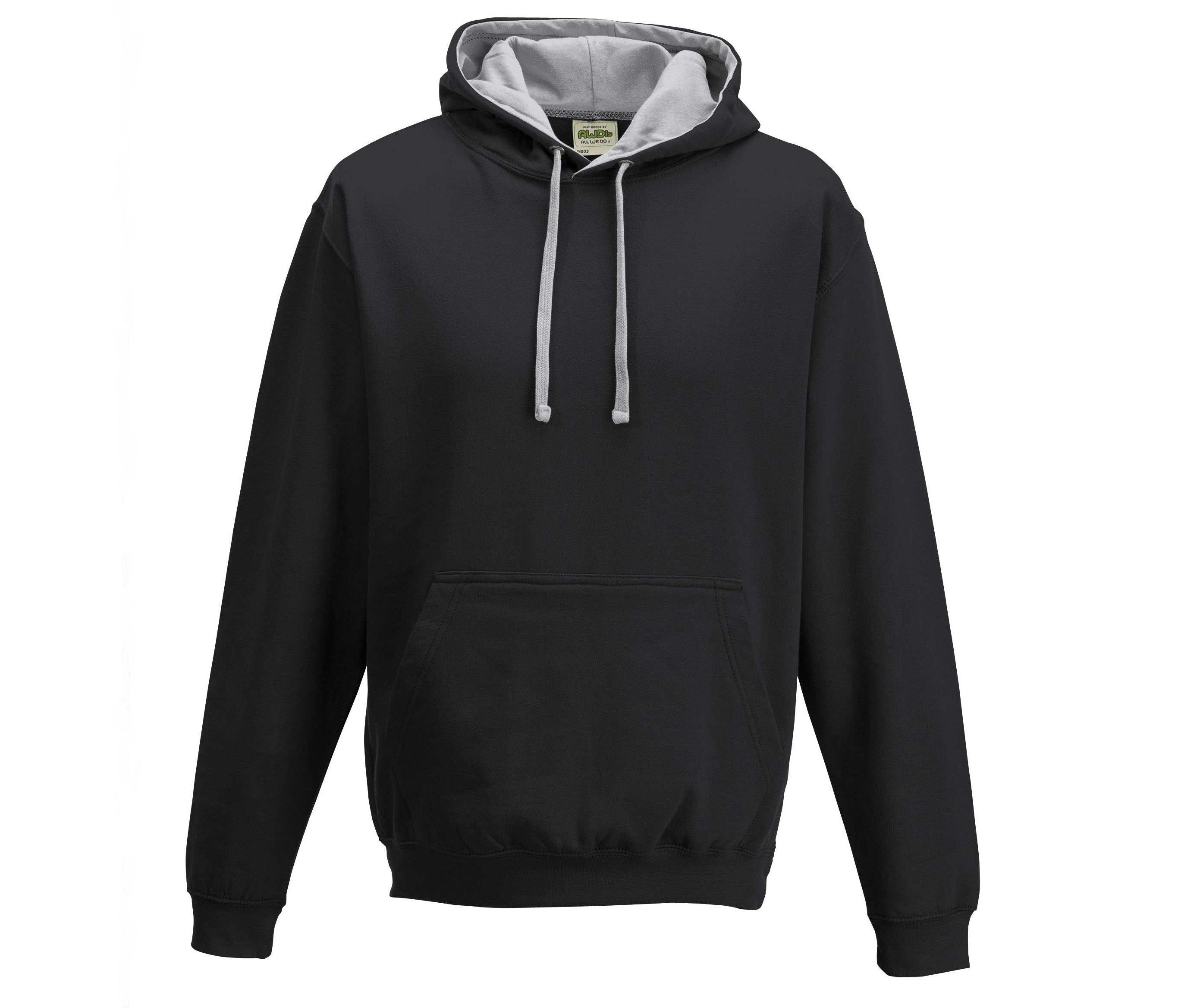 Sweat Capuche Contrastée - Jet Black/heather Grey