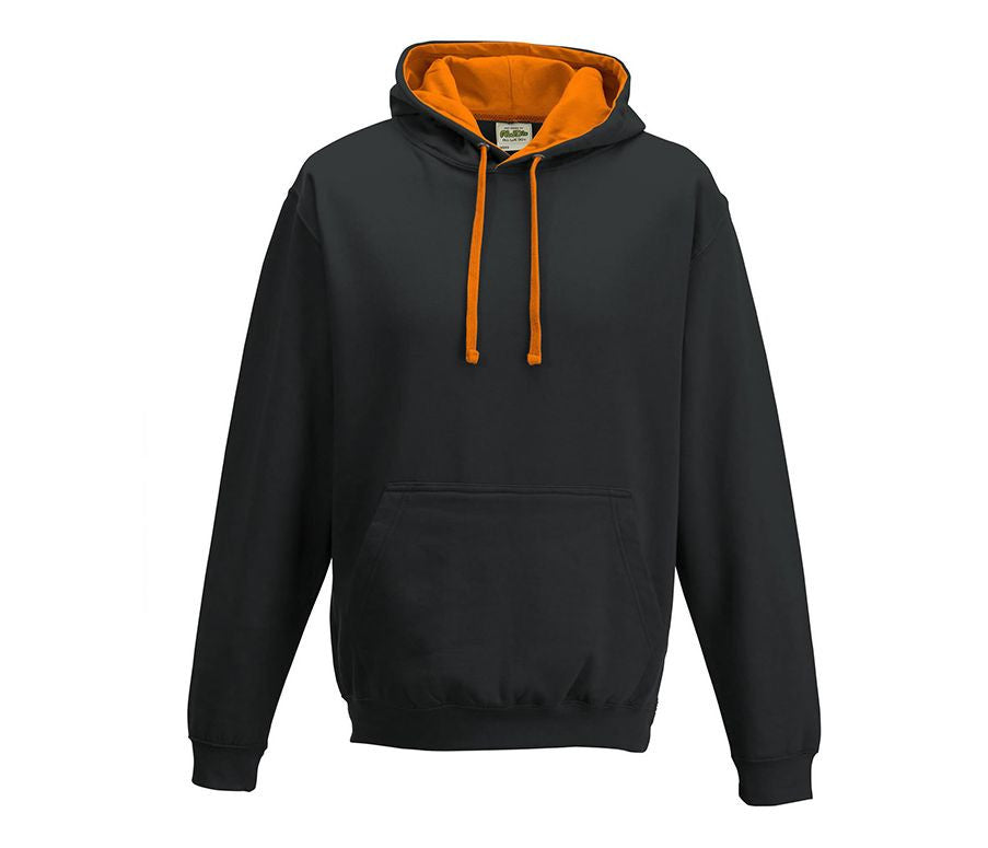 Sweat Capuche Contrastée - Jet Black/orange Crush