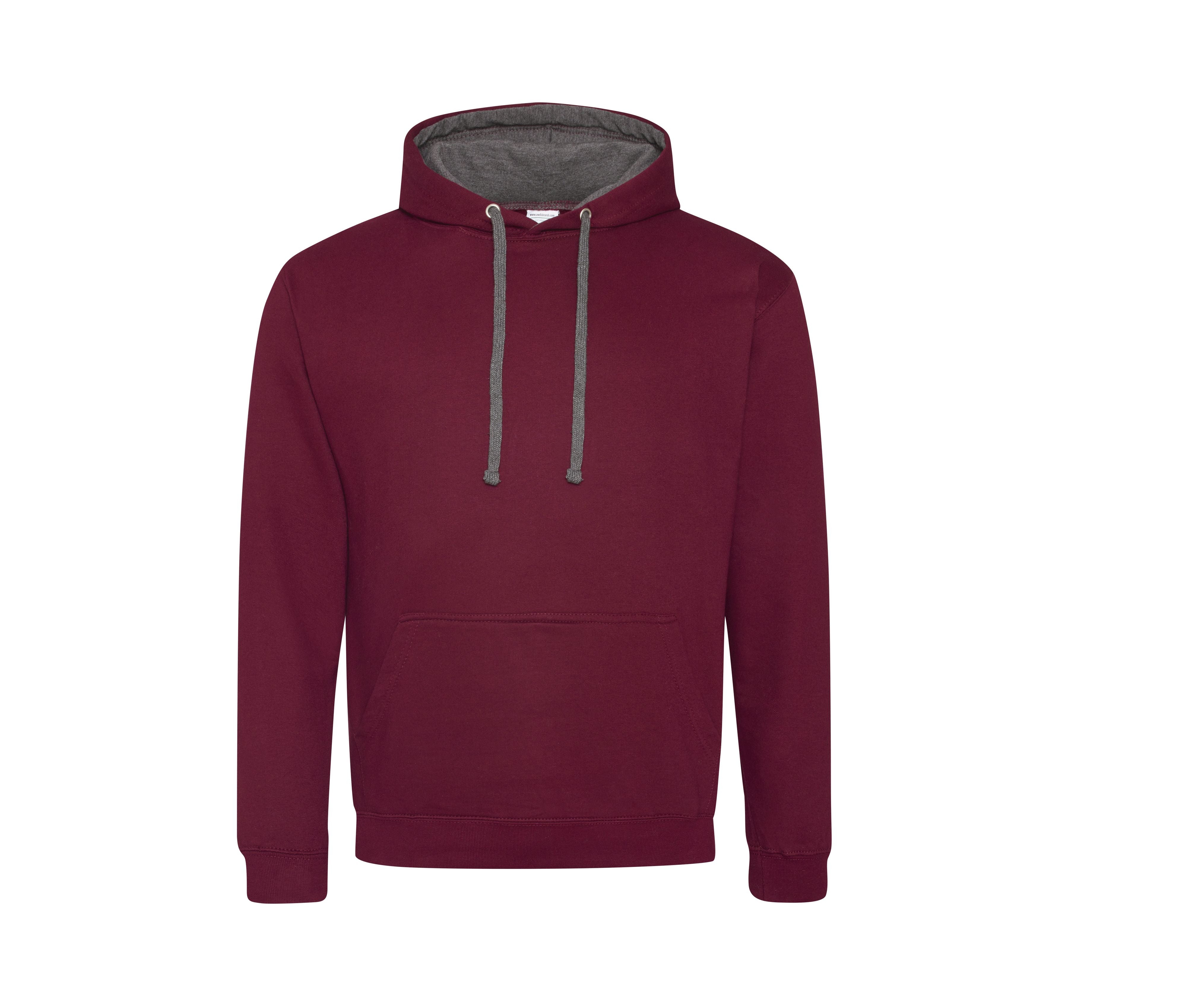 Sweat Capuche Contrastée - Burgundy/charcoal