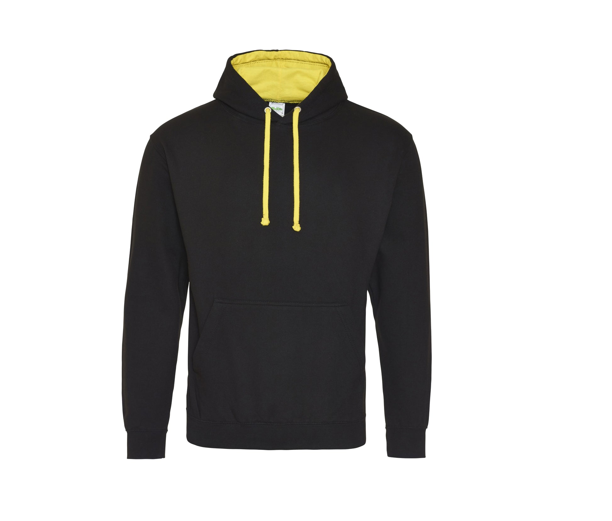 Sweat Capuche Contrastée - Jet Black/sun Yellow