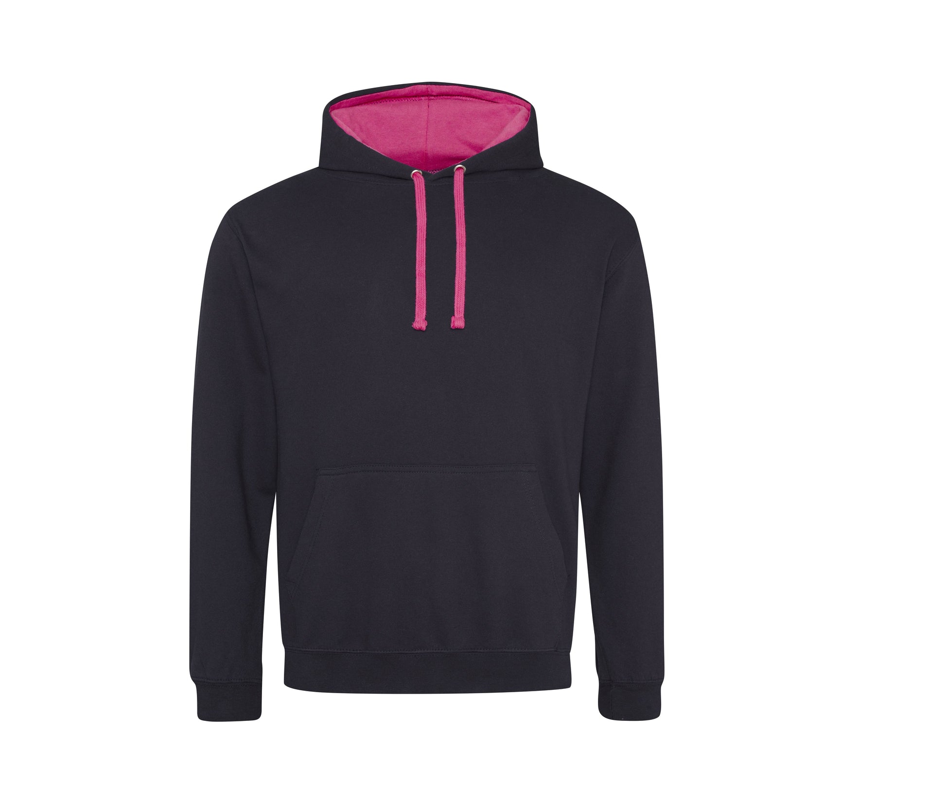 Sweat Capuche Contrastée - Jet Black/hot Pink