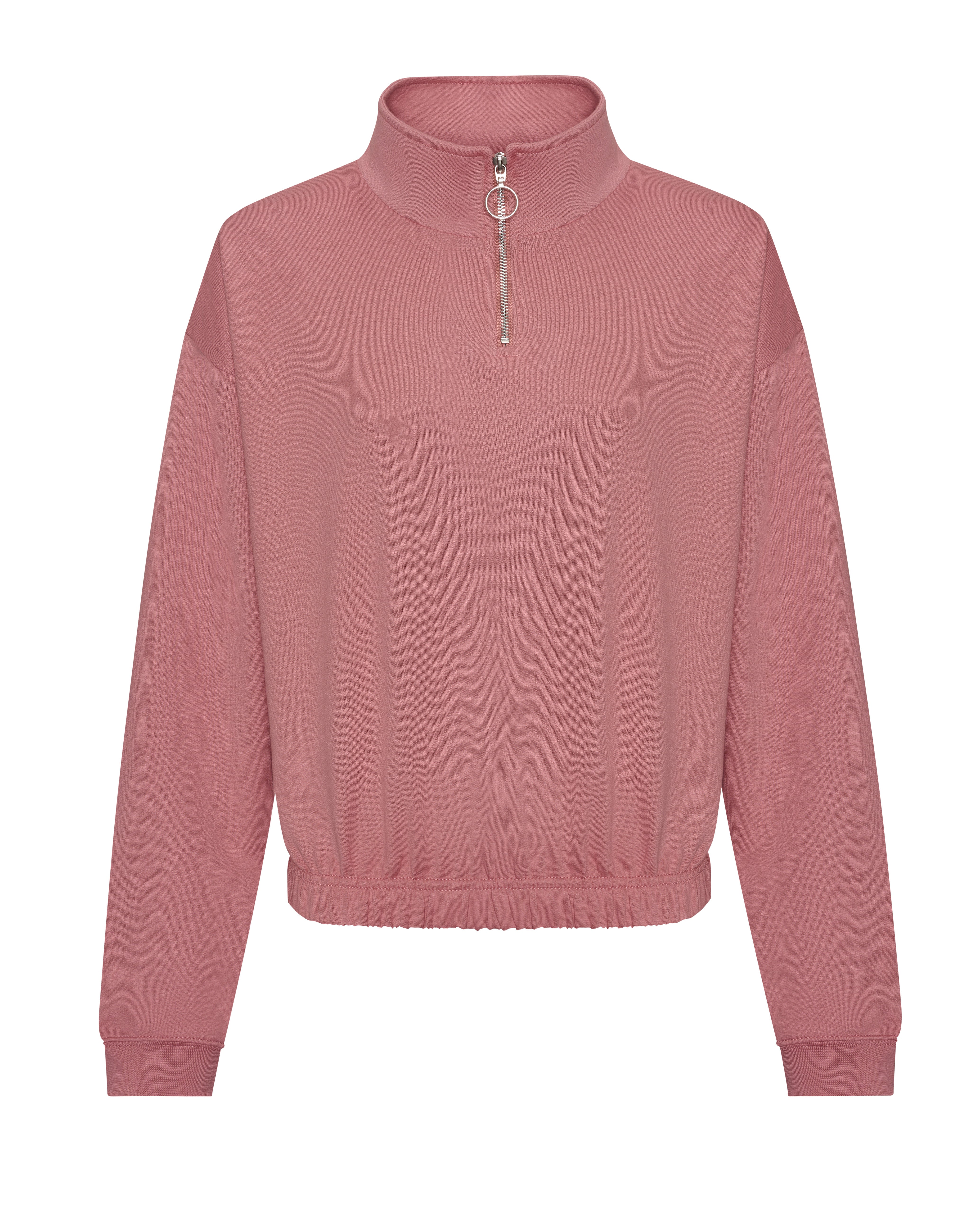 Sweat Court Col Zippé Femme - Dusty Rose
