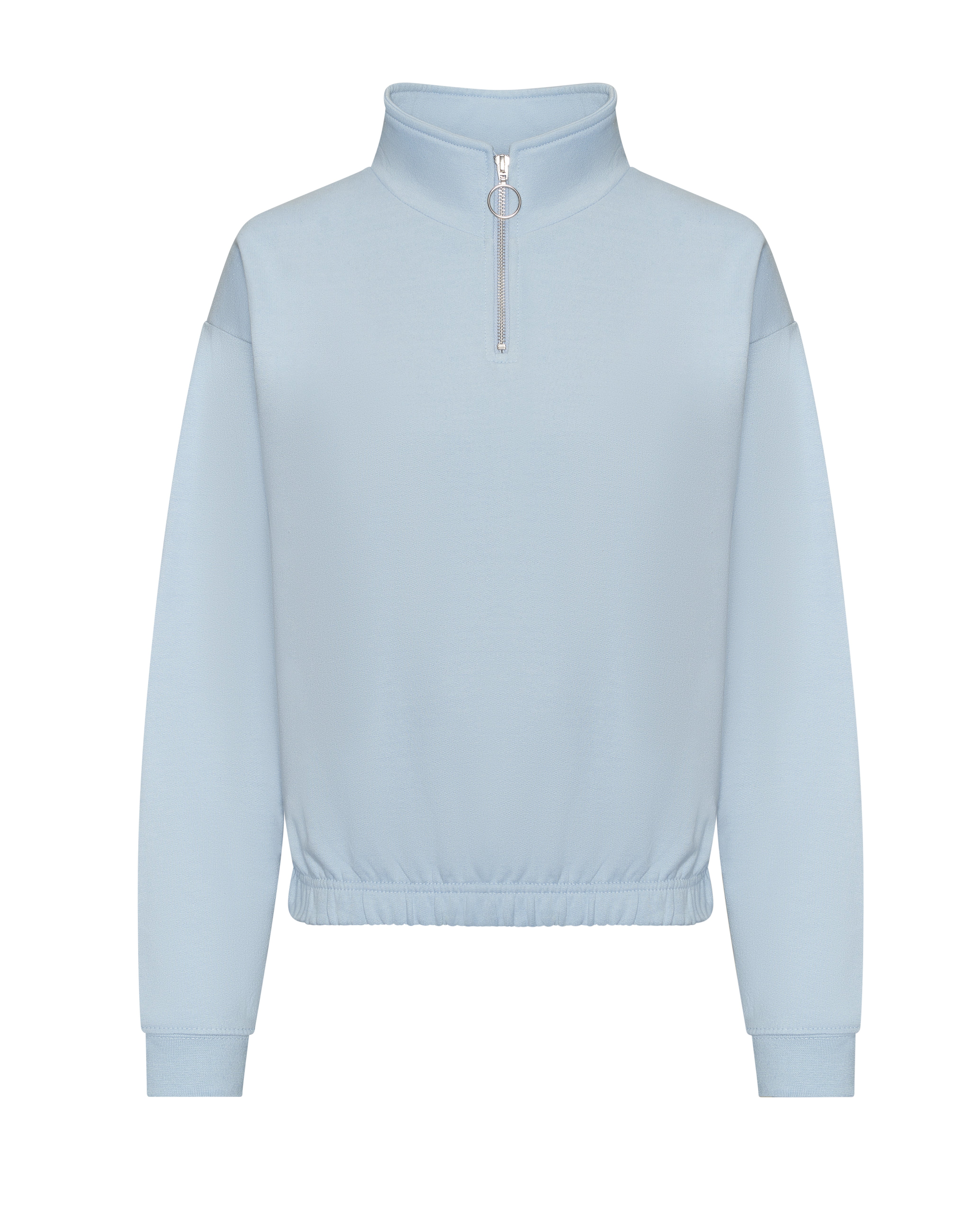 Sweat Court Col Zippé Femme - Sky Blue