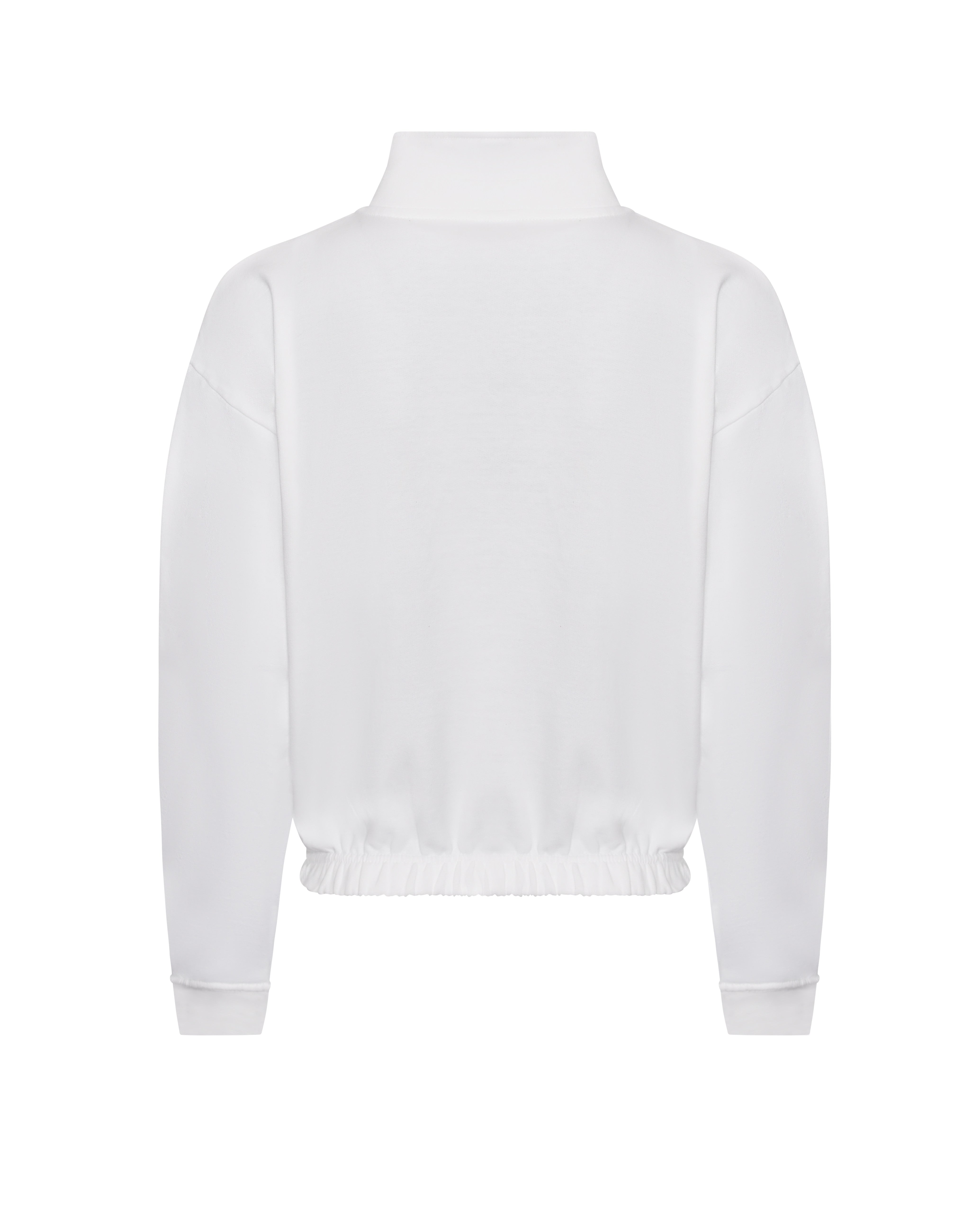Sweat Court Col Zippé Femme - Arctic White