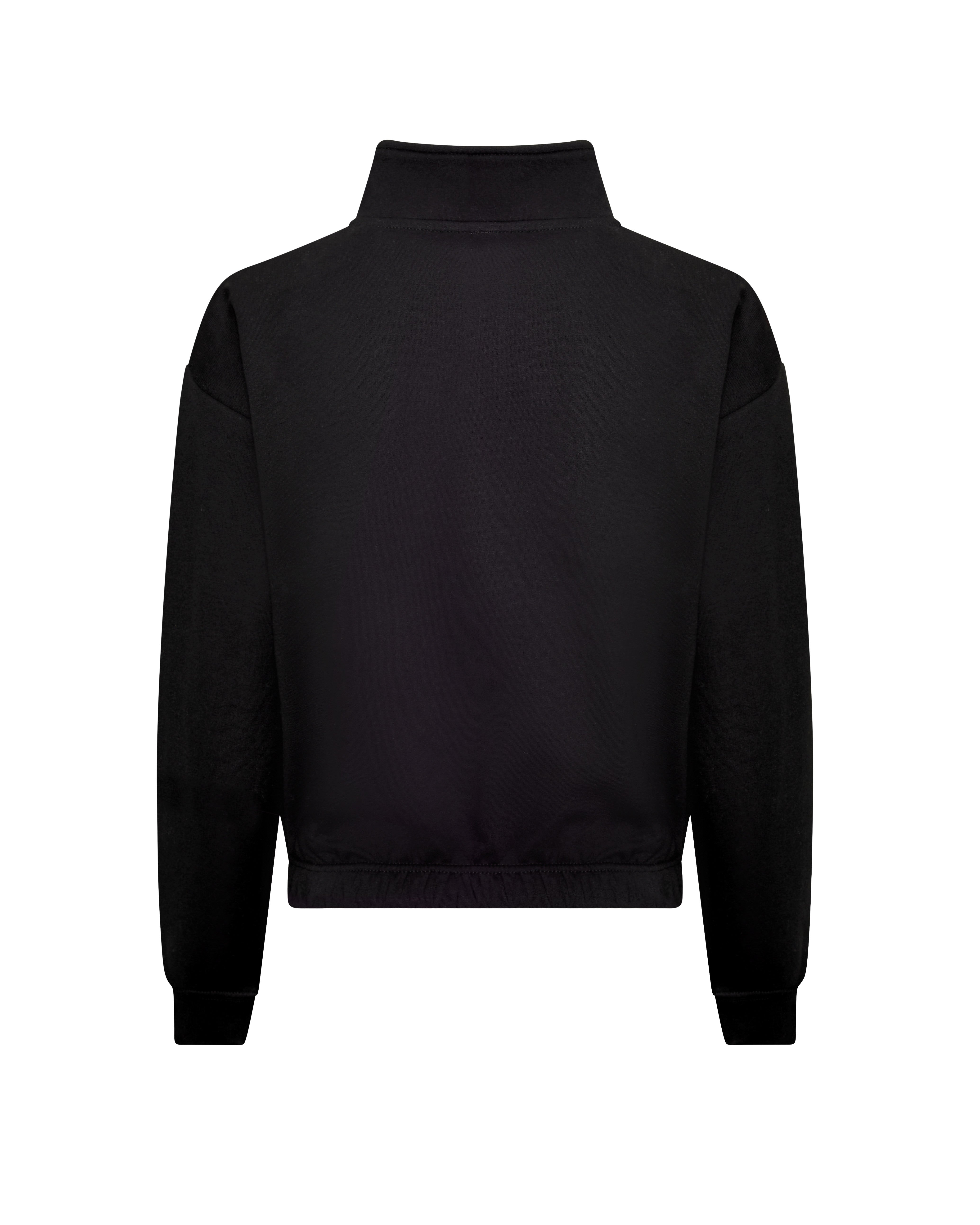 Sweat Court Col Zippé Femme - Deep Black