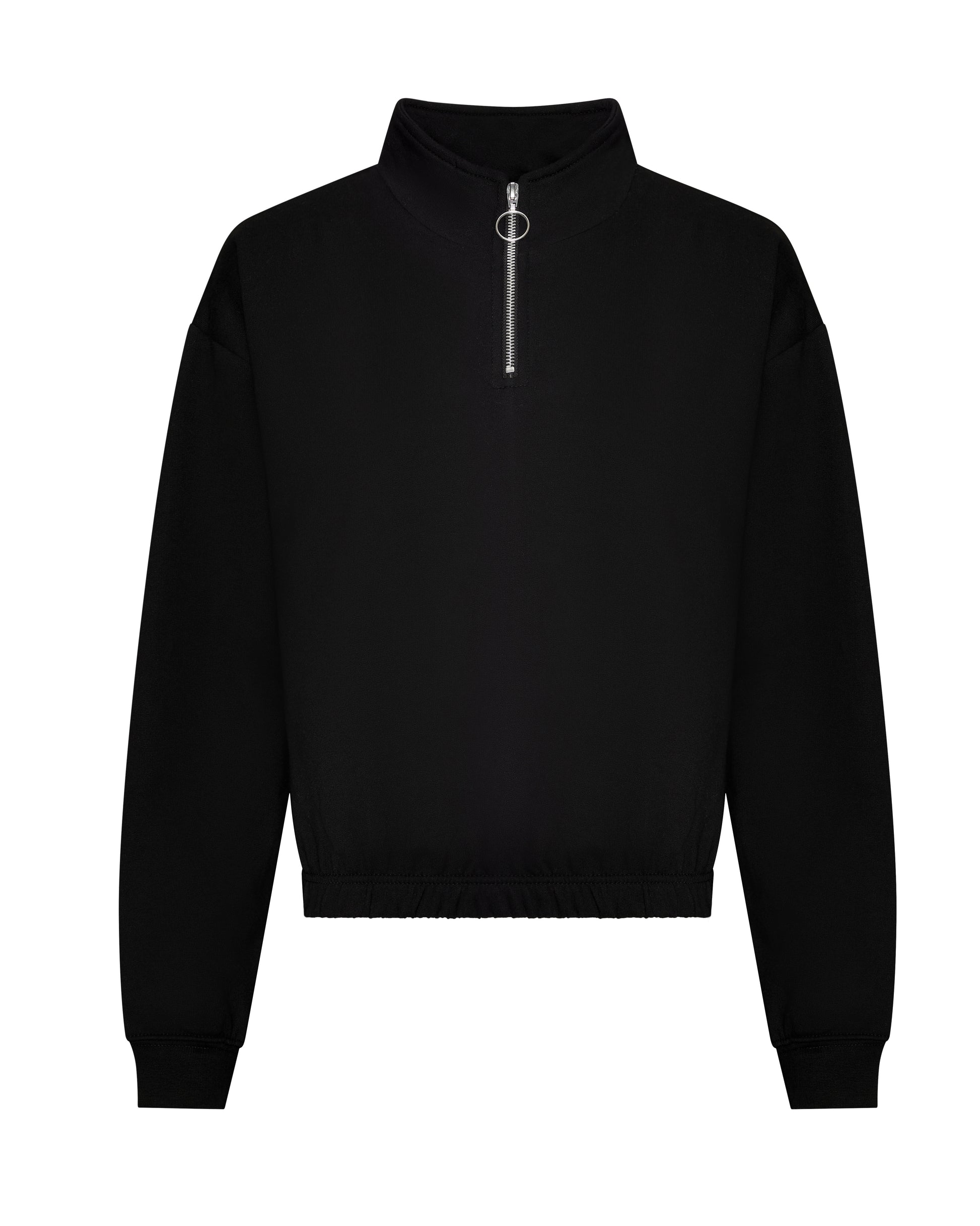 Sweat Court Col Zippé Femme - Deep Black