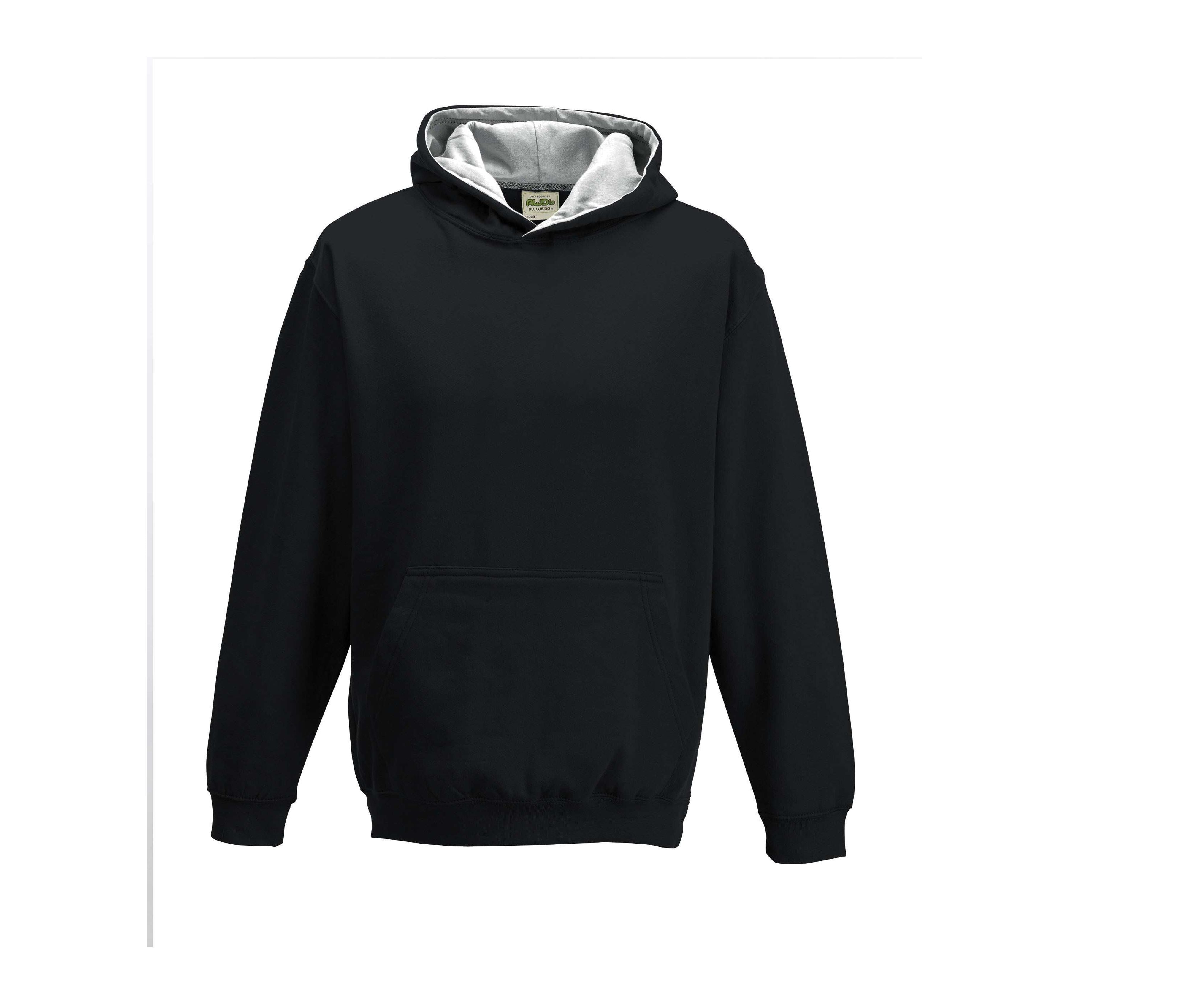 Sweat Enfant Capuche Contrastée - Jet Black/heather Grey