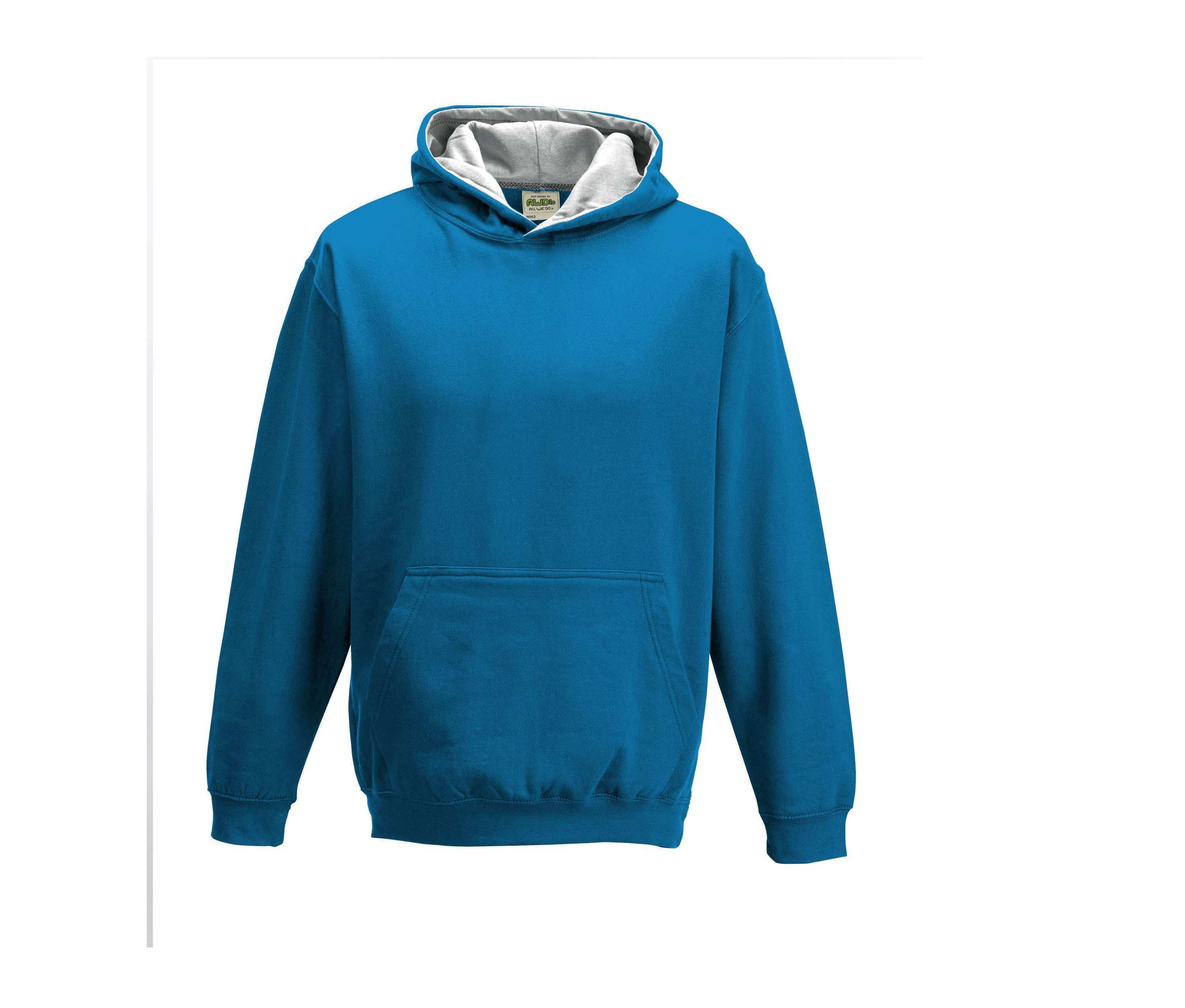 Sweat Enfant Capuche Contrastée - Sapphire Blue/heather Grey