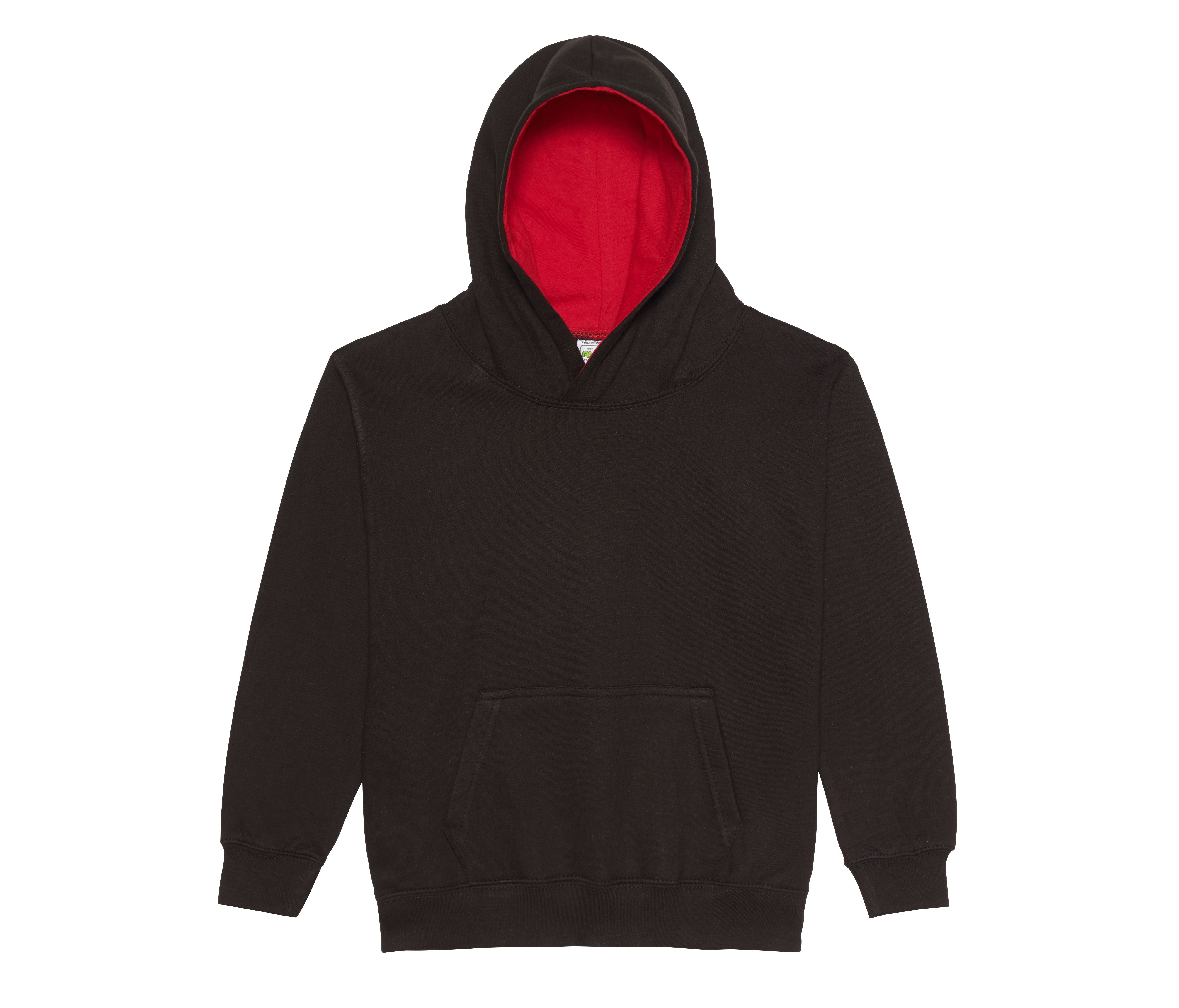 Sweat Enfant Capuche Contrastée - Jet Black/fire Red
