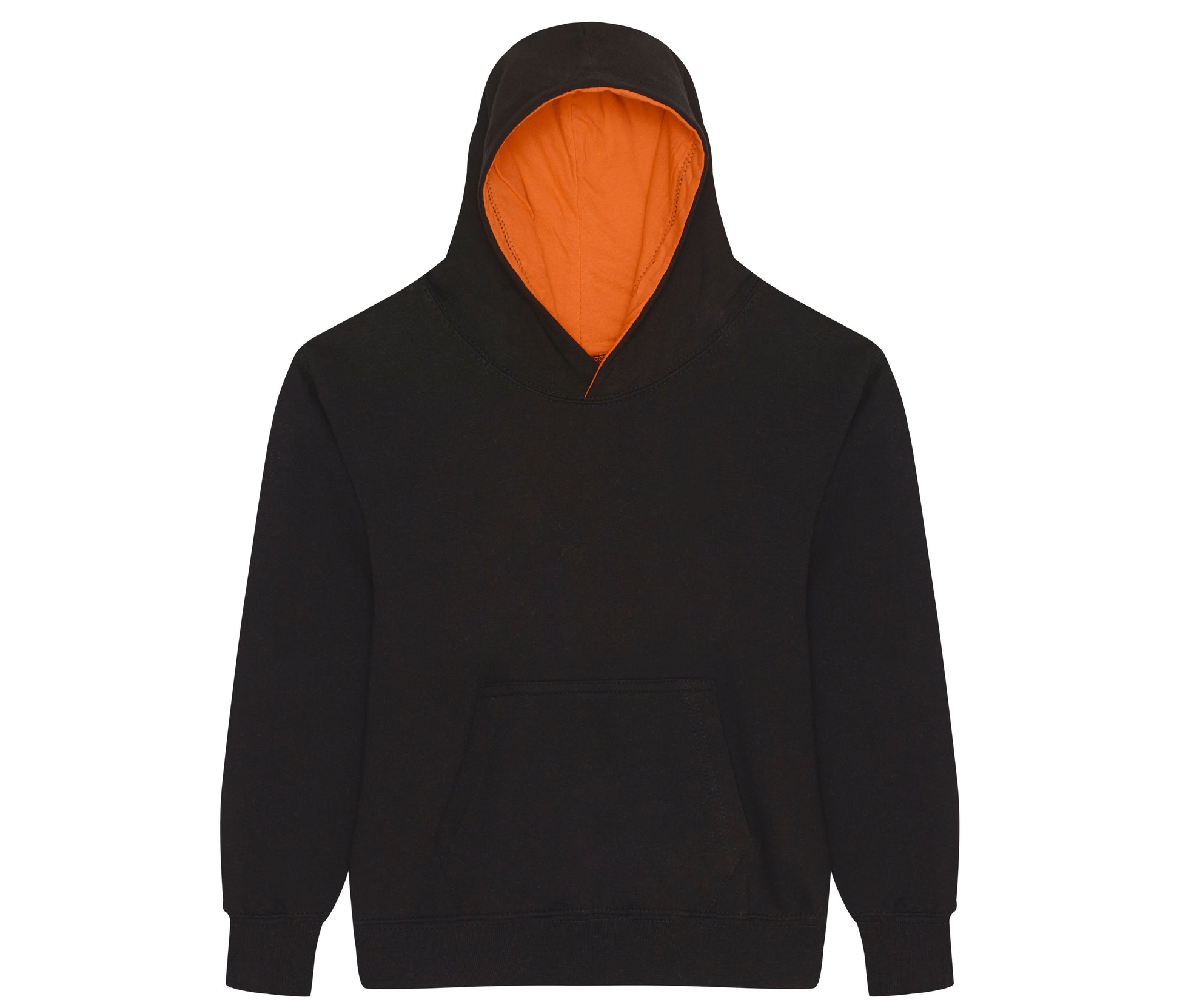 Sweat Enfant Capuche Contrastée - Jet Black/orange Crush