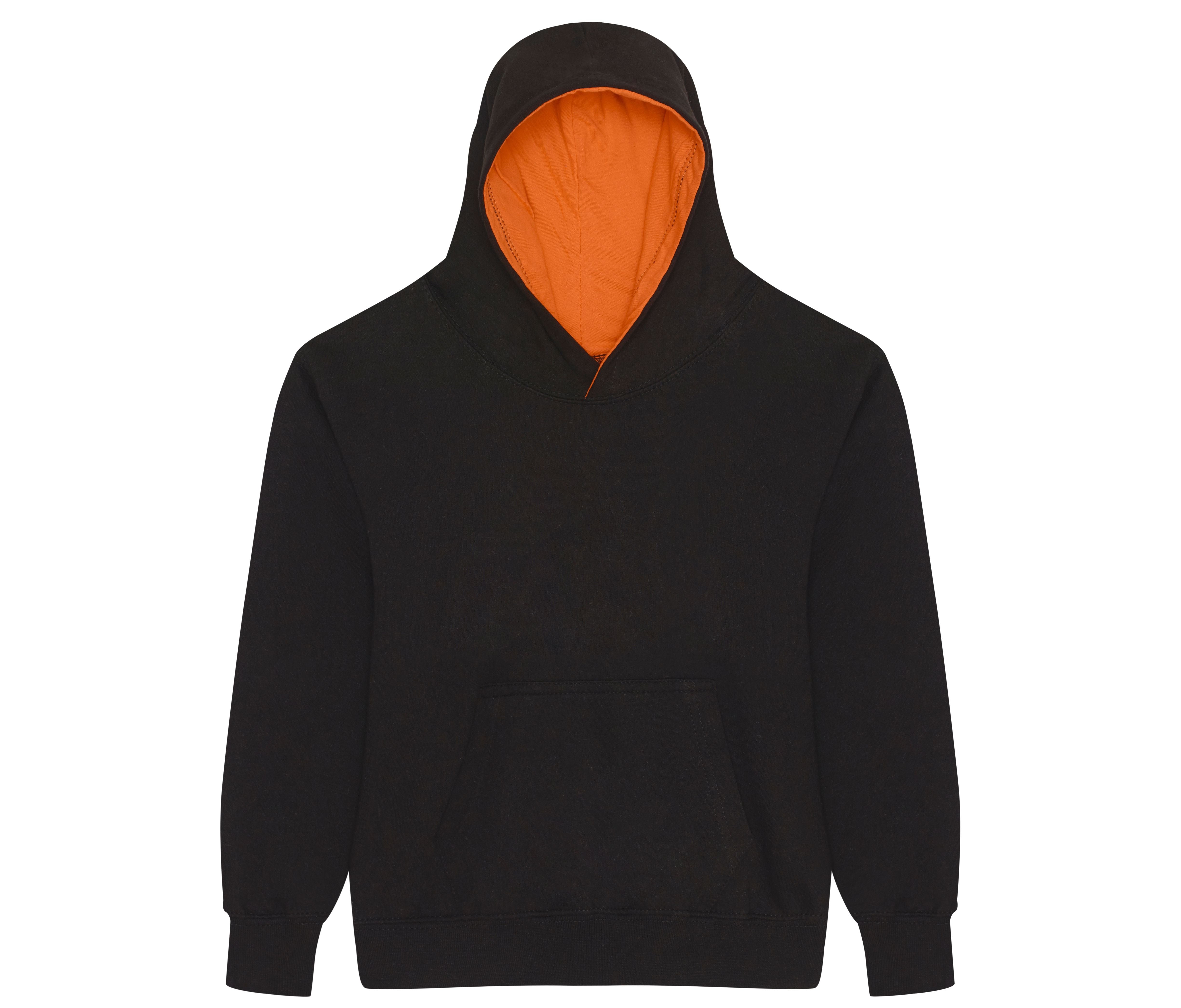 Sweat Enfant Capuche Contrastée - Jet Black/orange Crush