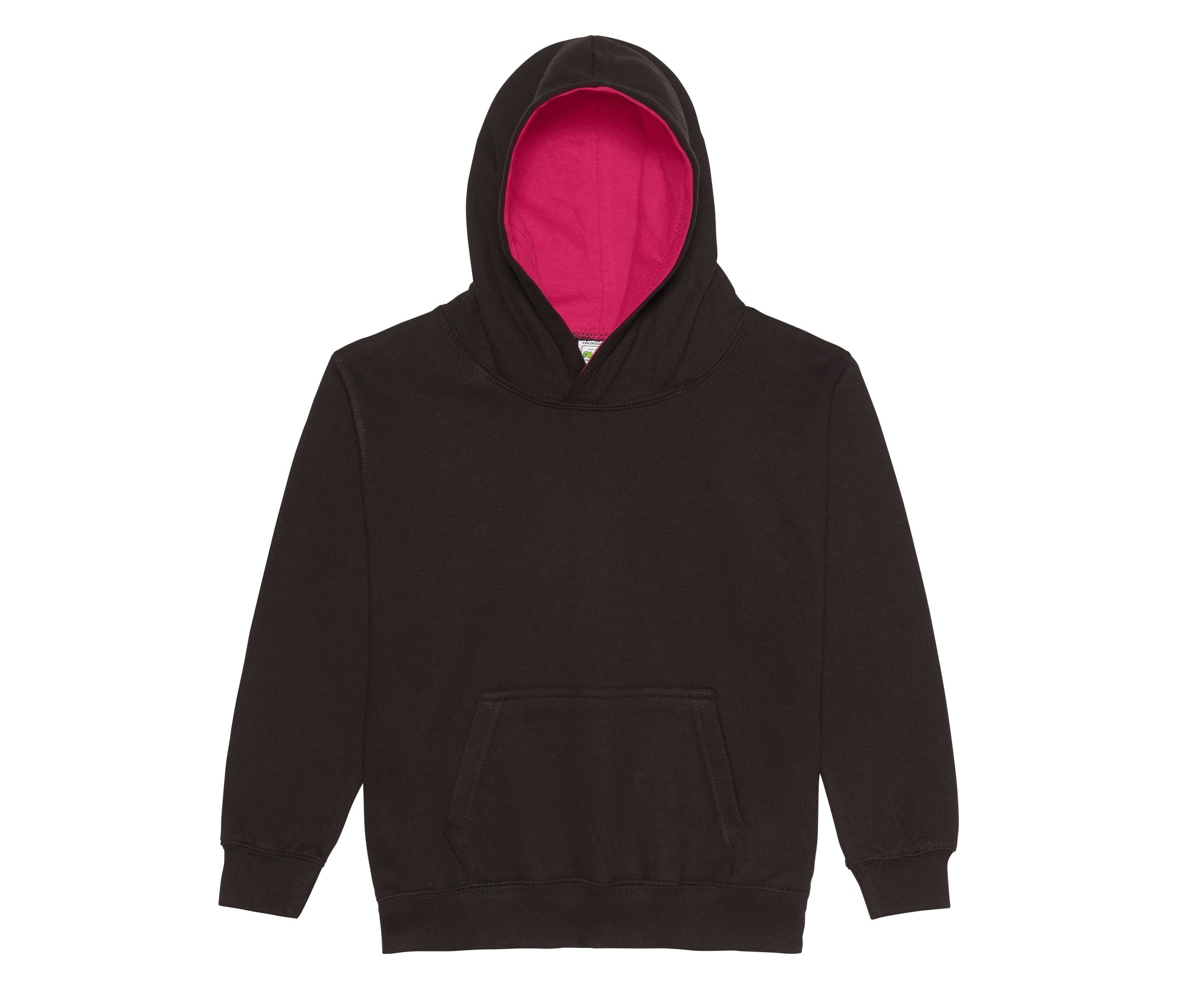 Sweat Enfant Capuche Contrastée - Jet Black/hot Pink