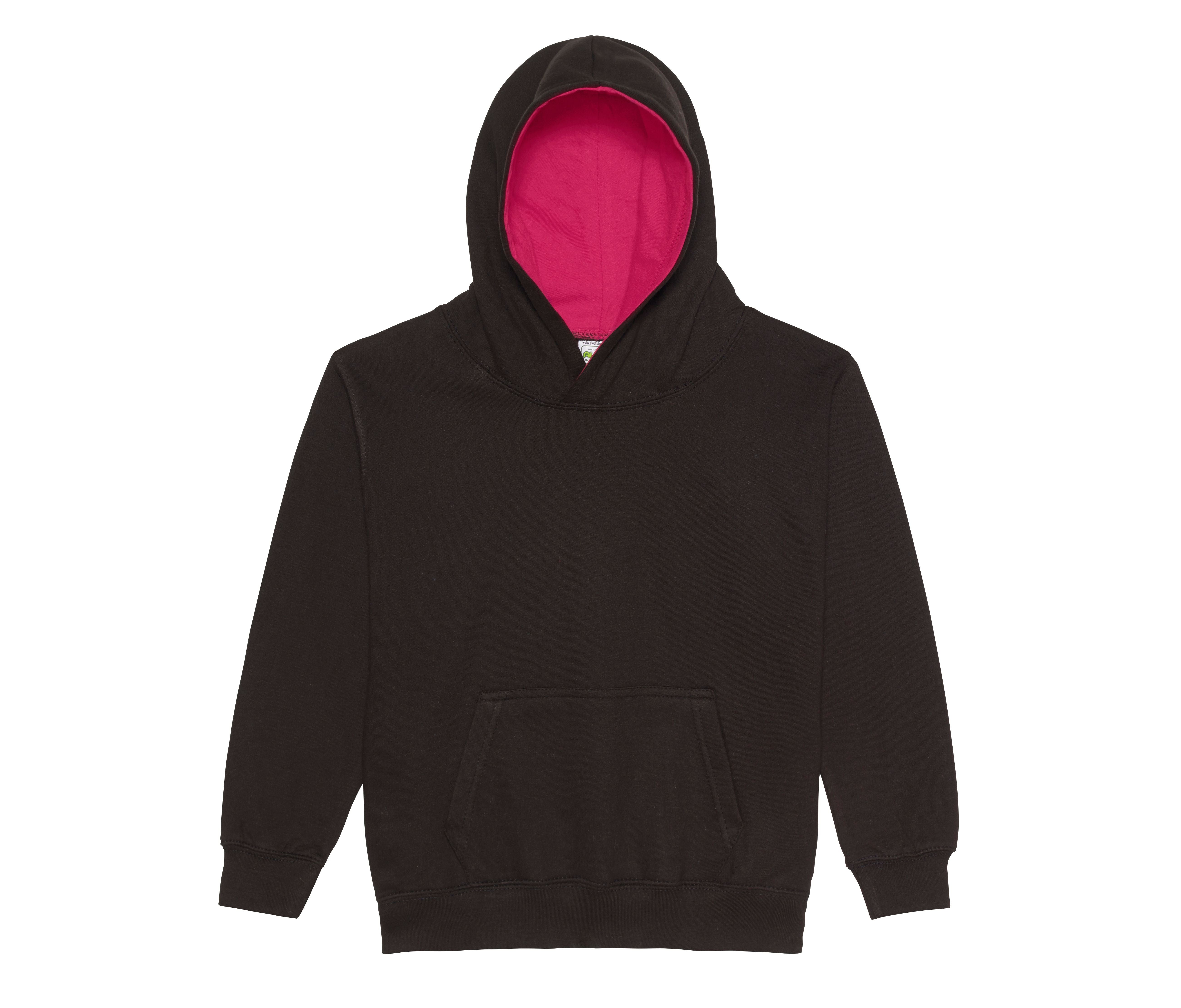 Sweat Enfant Capuche Contrastée - Jet Black/hot Pink