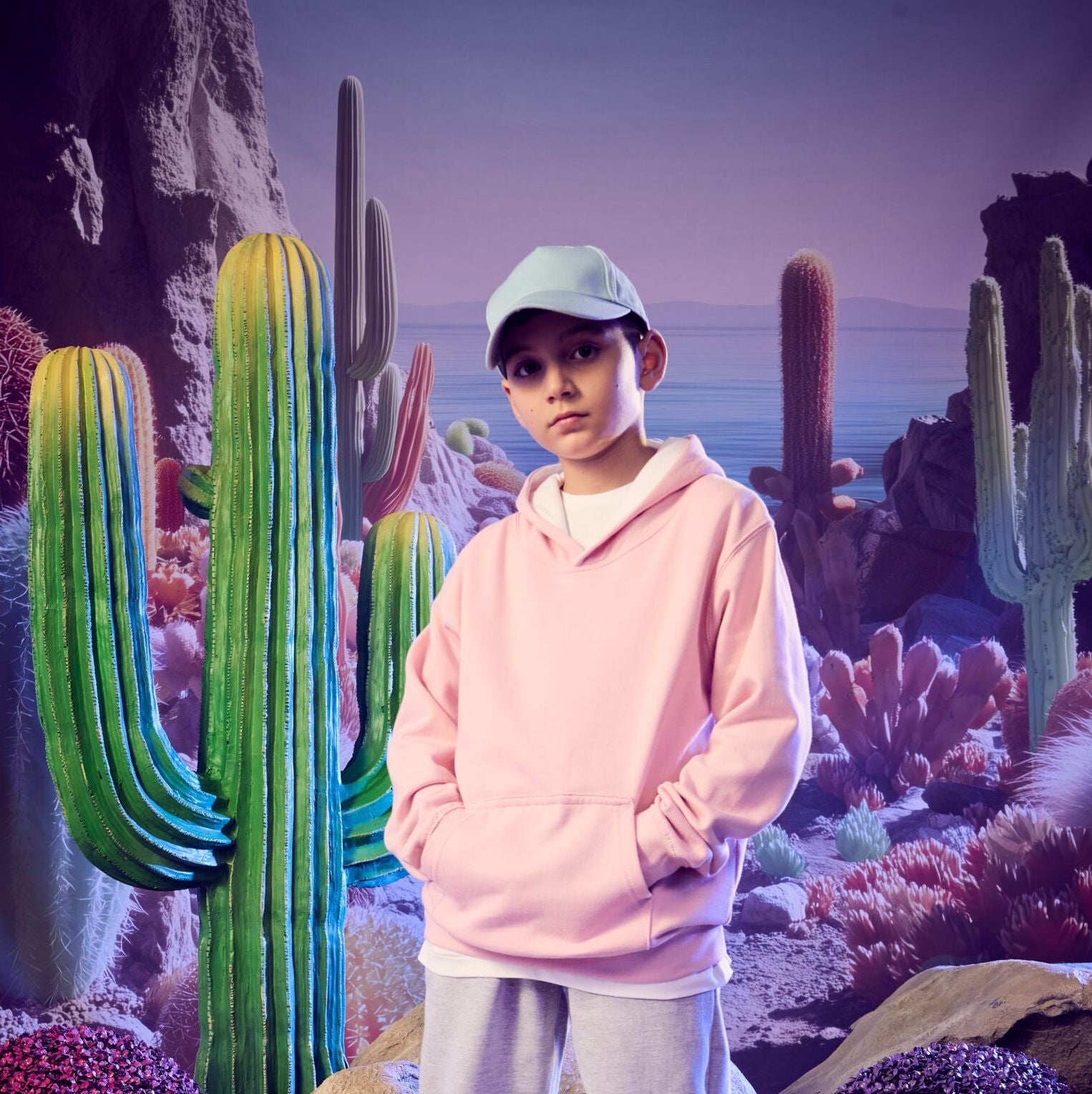 Sweat enfant capuche contrastée