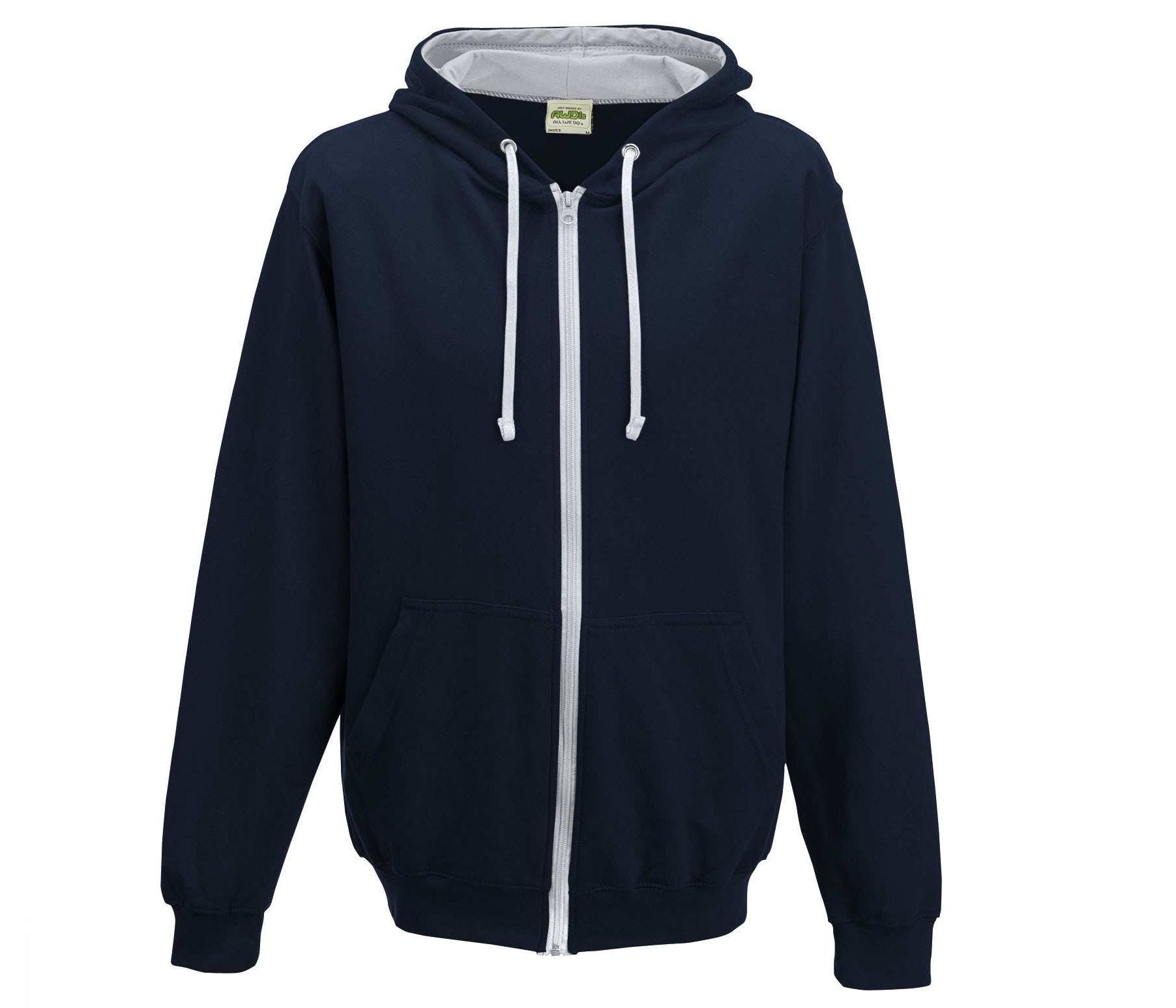 Sweat Capuche Zippé Contrasté - French Navy/heather Grey