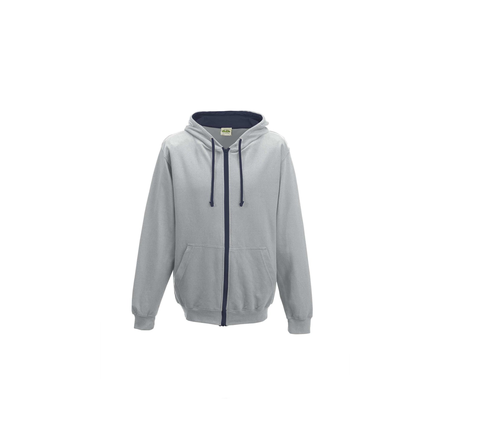 Sweat Capuche Zippé Contrasté - Heather Grey/french Navy