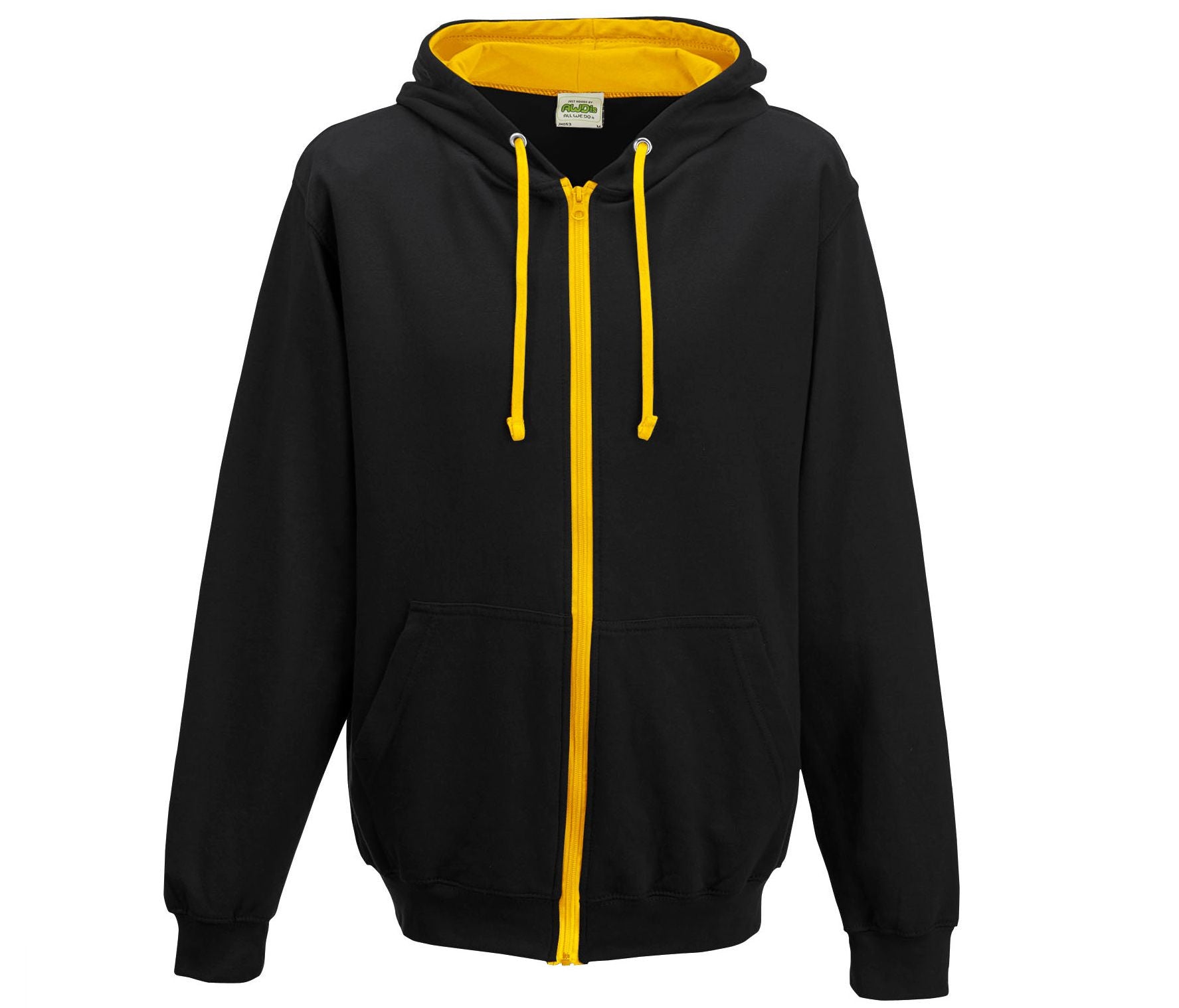 Sweat Capuche Zippé Contrasté - Jet Black/gold
